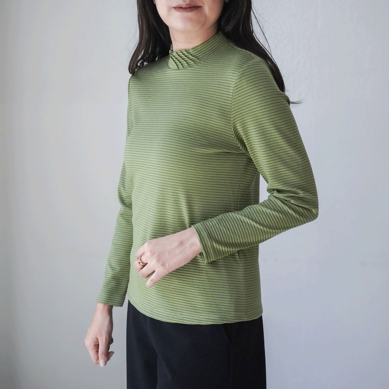 ピンタックハイネックボーダー - 画像2