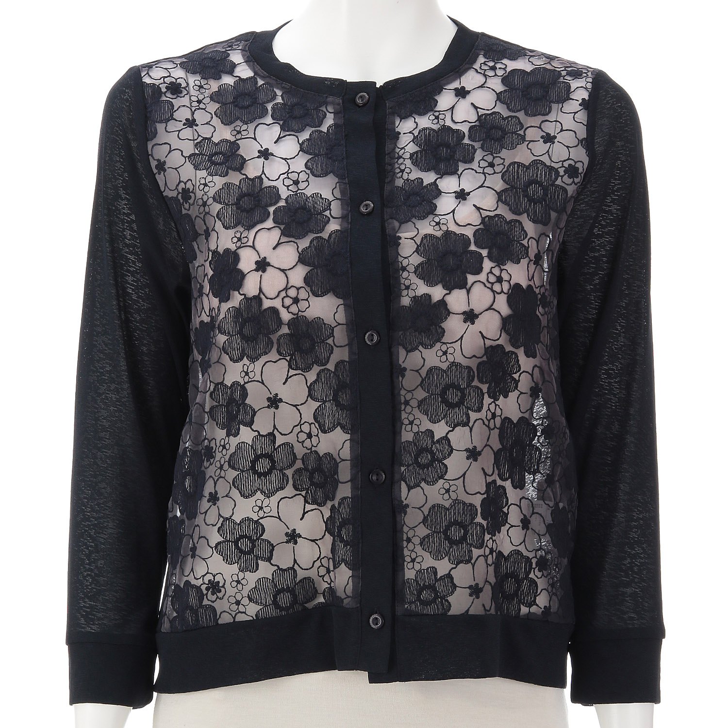 梨地×オーガンジー刺繍カーディガン - 画像8