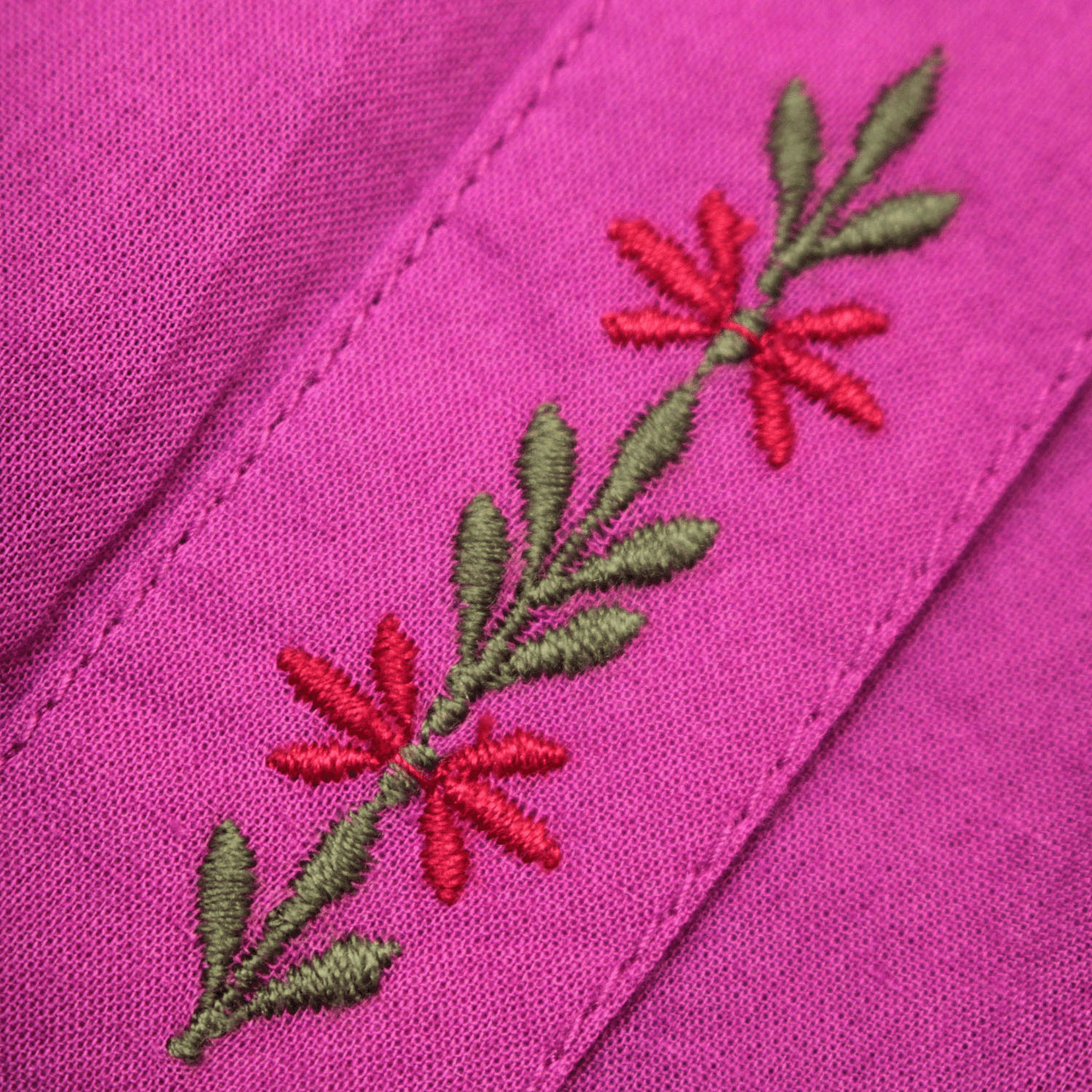 notorico 前立て刺繍半袖丸襟インド綿シャツ - 画像12