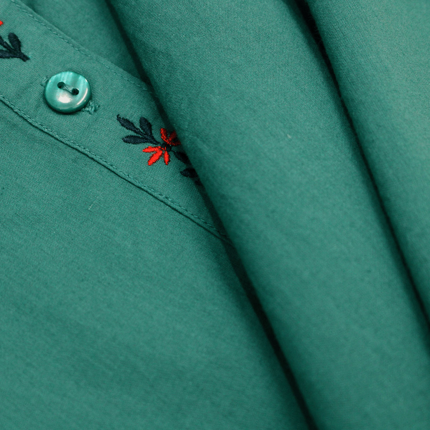 notorico 前立て刺繍半袖丸襟インド綿シャツ - 画像18