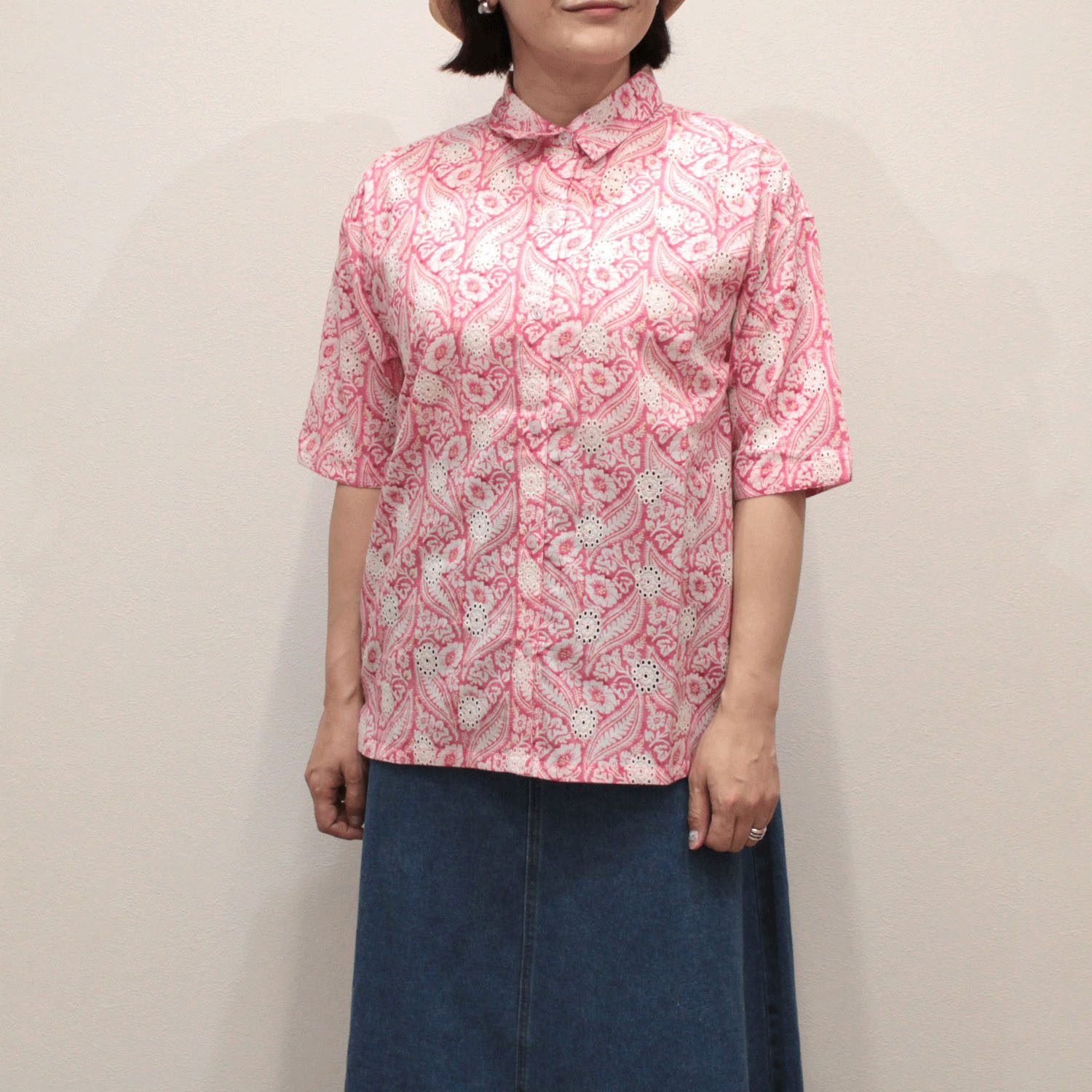 notorico  エンブロ刺繍ペイズリープリントシャツ