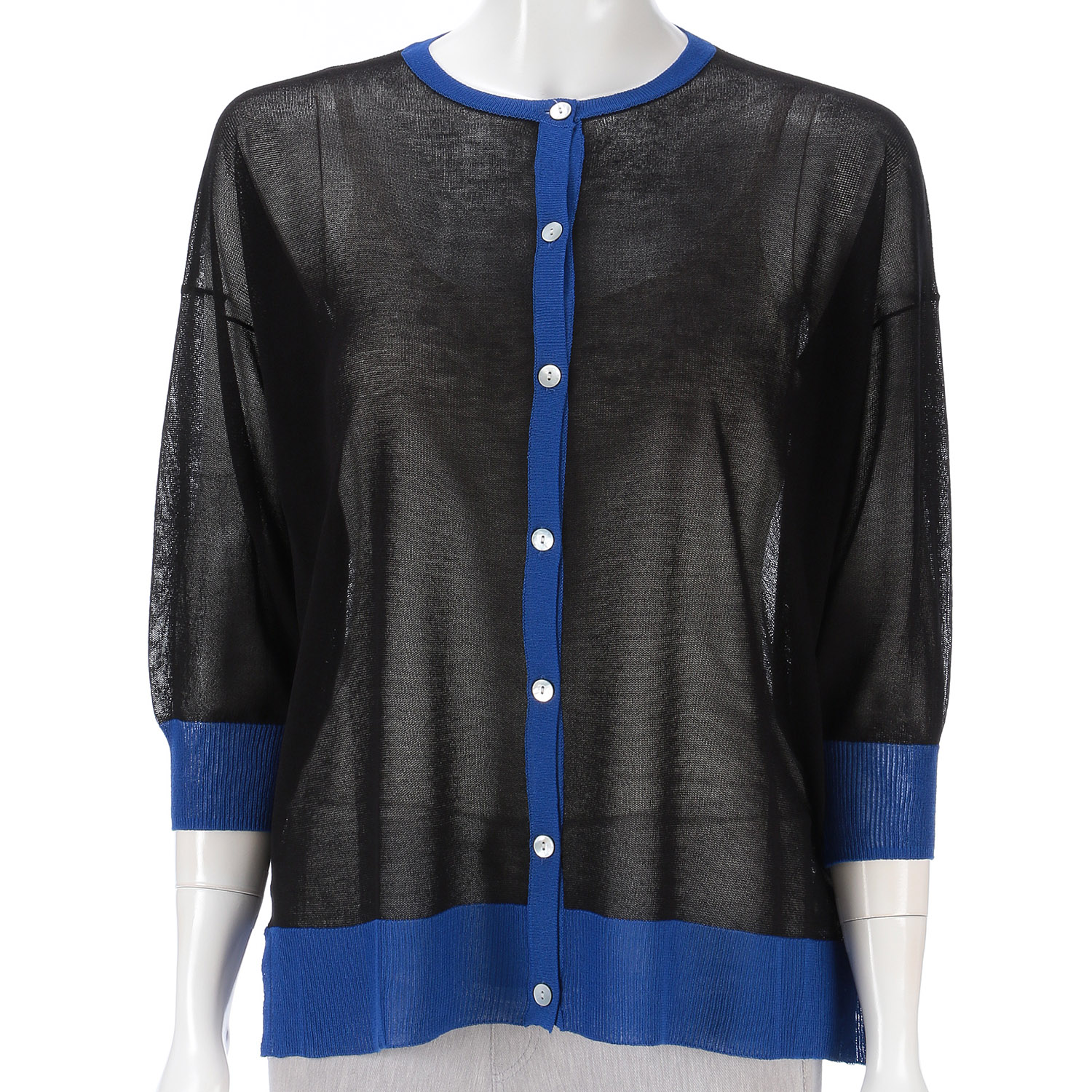 配色前開きニットカーディガン - 画像4