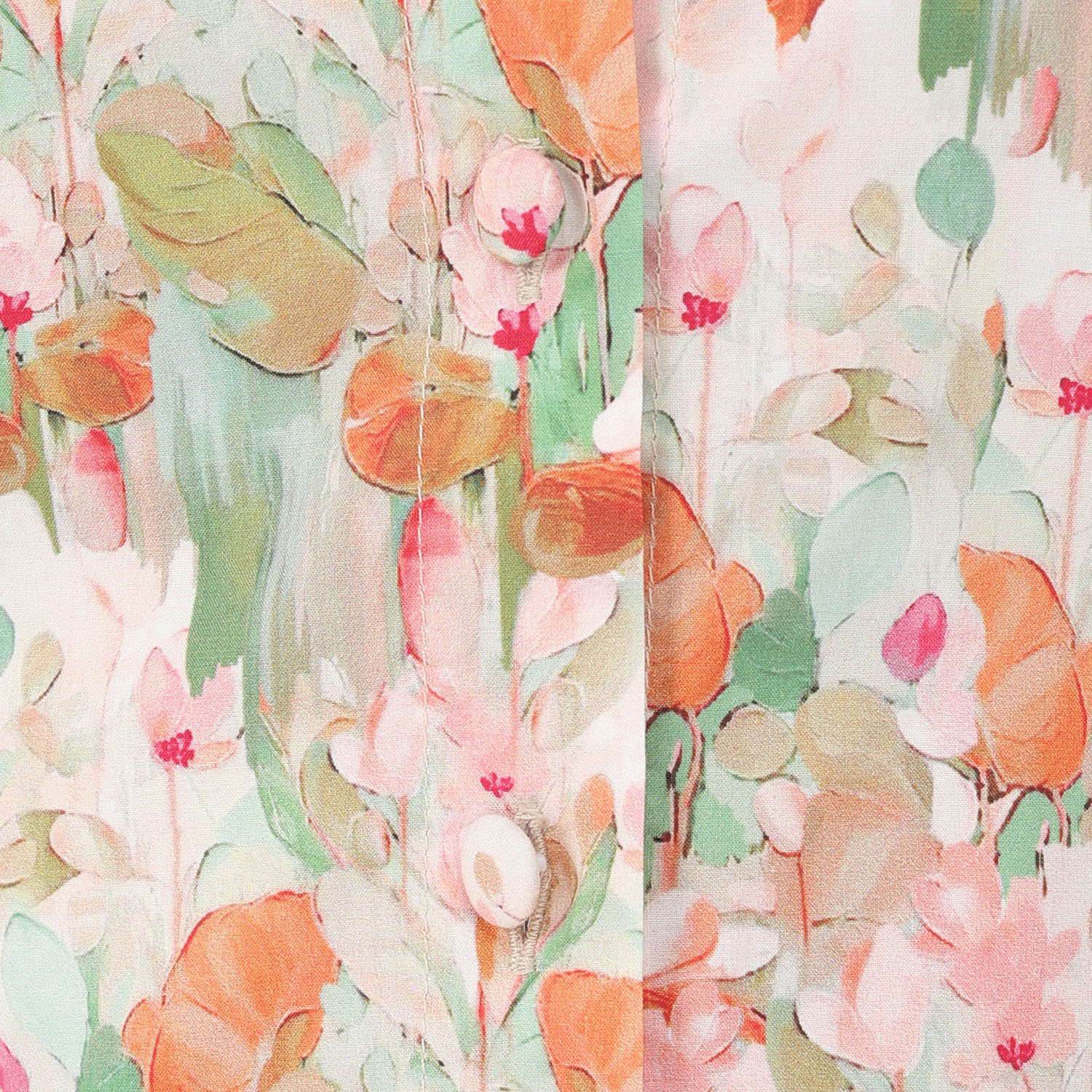 T’BIS STUDIO 7分袖水彩花柄スタンドネックシャツ - 画像8