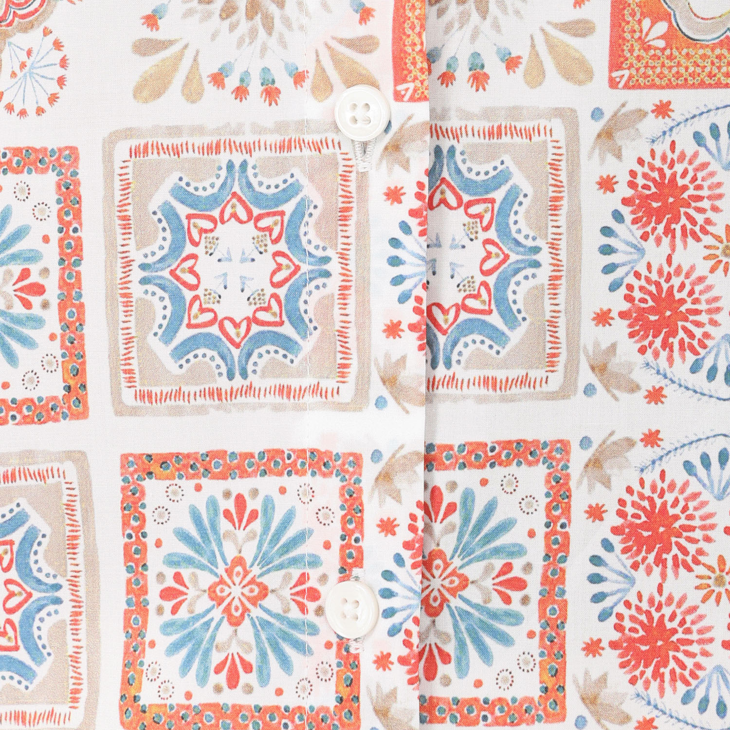 T’BIS STUDIO お花タイル柄七分袖チュニック丈シャツ - 画像2