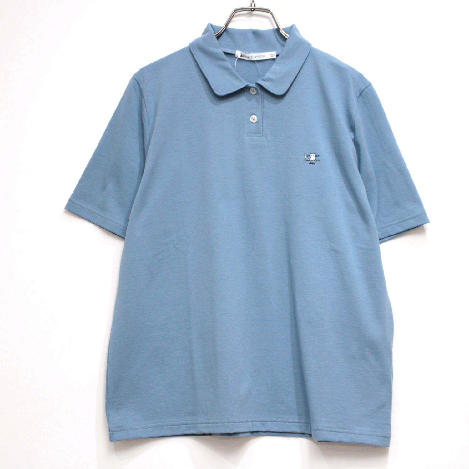 T’BIS STUDIO 食事ネコ刺繍UVカット冷感半袖ポロシャツ - 画像3