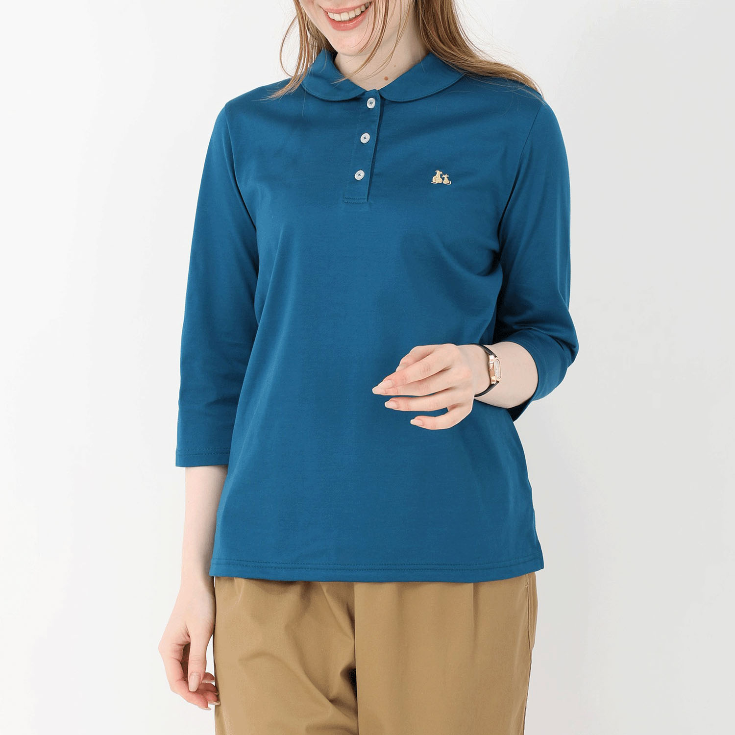 T’BIS STUDIO シルケット天竺丸襟七分袖ポロシャツ - 画像15