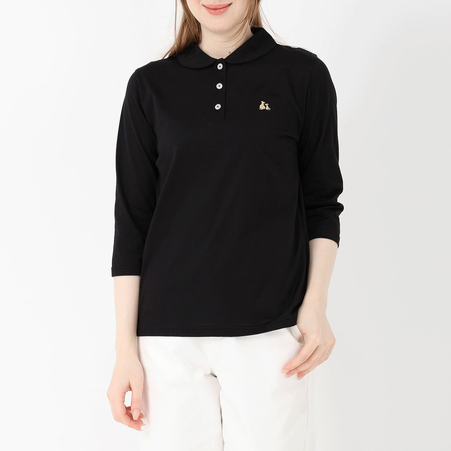 T’BIS STUDIO シルケット天竺丸襟七分袖ポロシャツ - 画像6