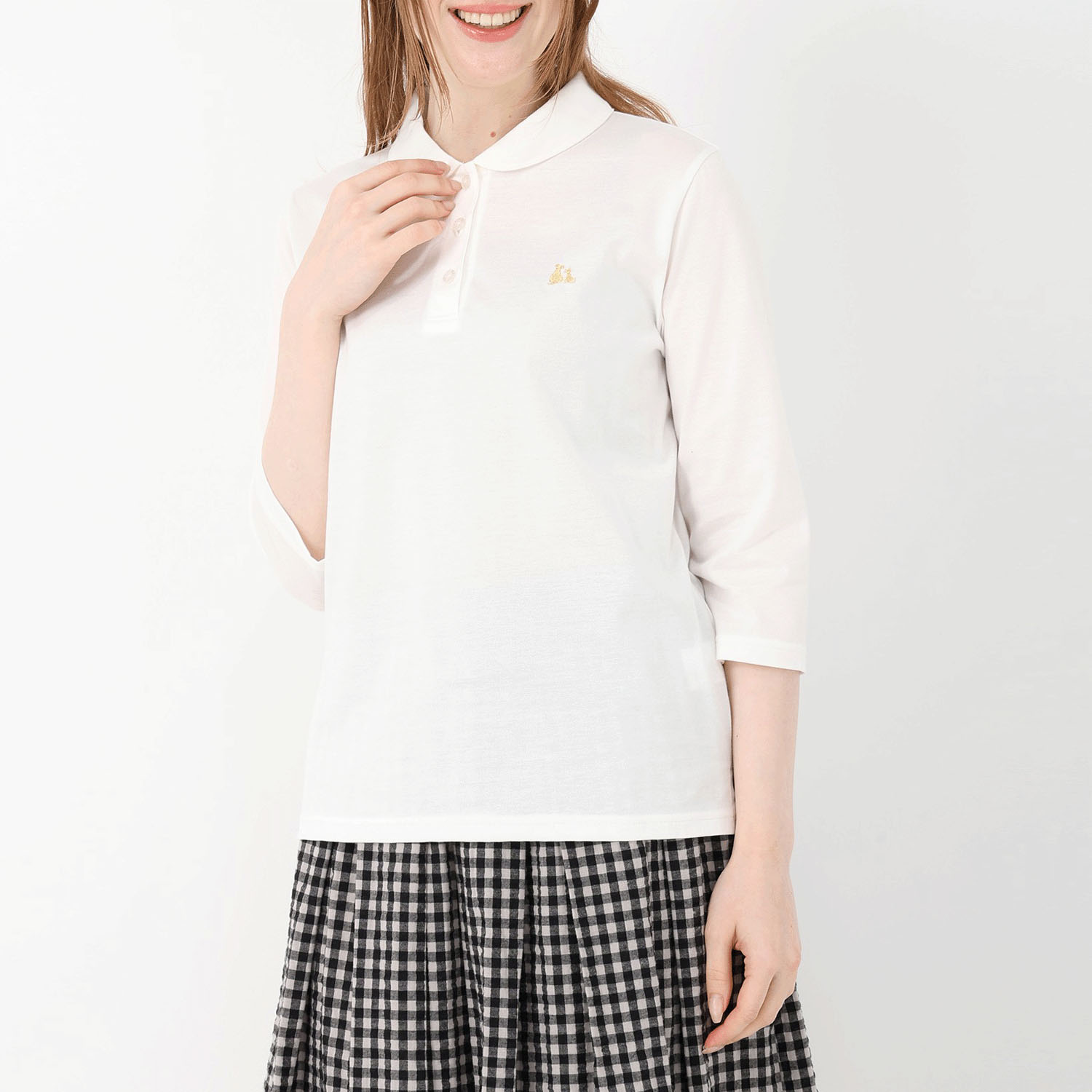 T’BIS STUDIO シルケット天竺丸襟七分袖ポロシャツ - 画像9