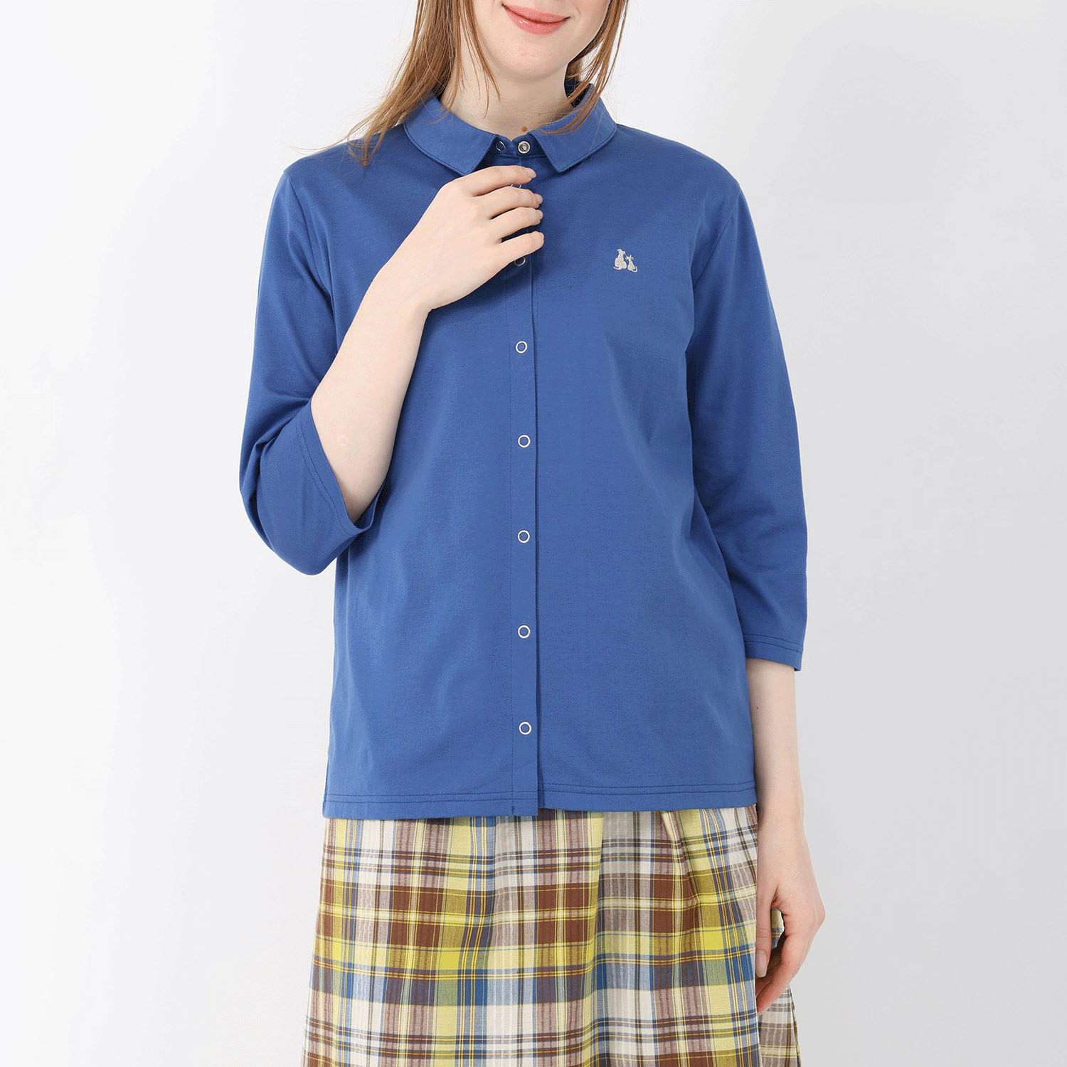 T’BIS STUDIO 冷感2WAY天竺七分袖全開ポロシャツ - 画像10