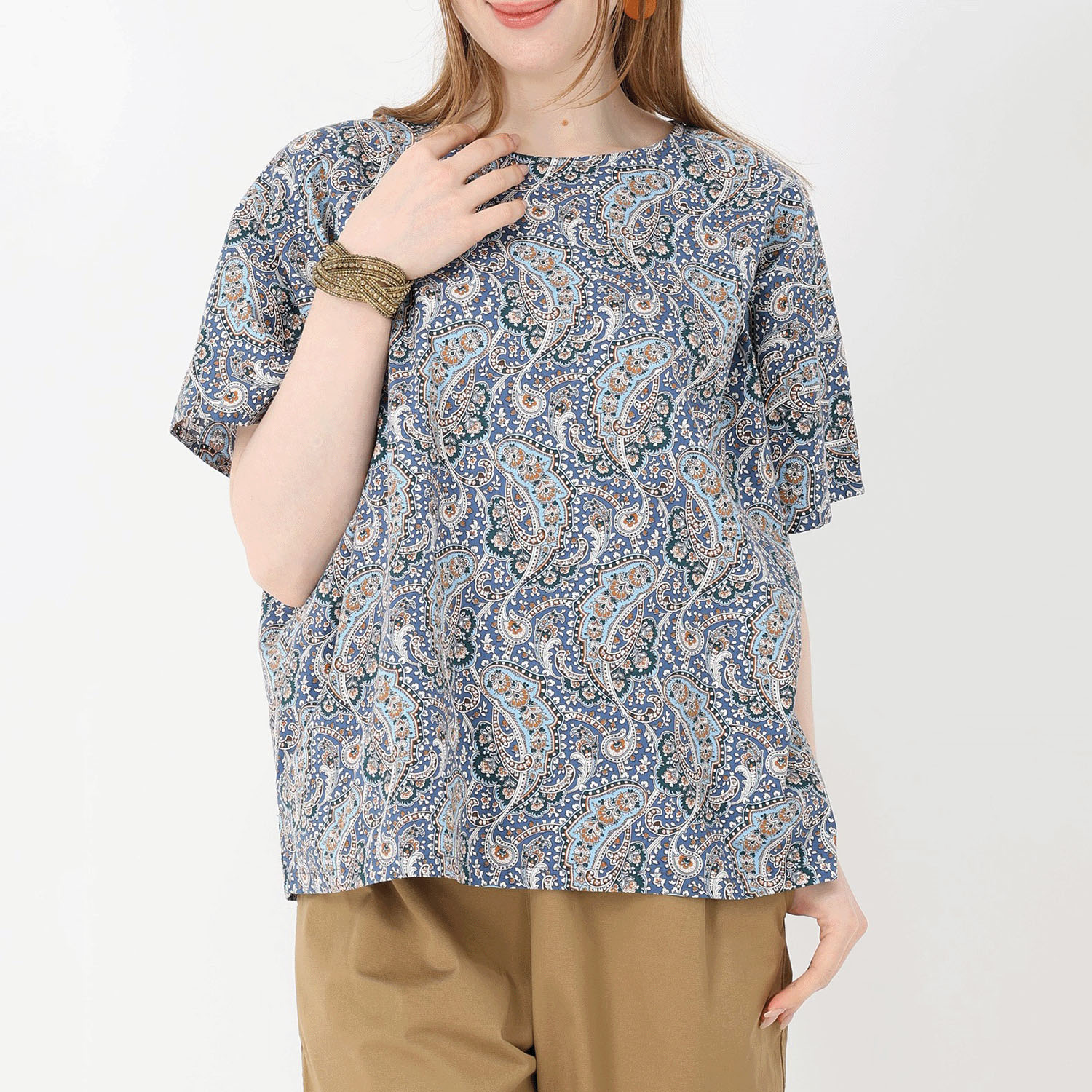 T’BIS STUDIO ペイズリー柄プリント半袖ワイドプルオーバー - 画像4