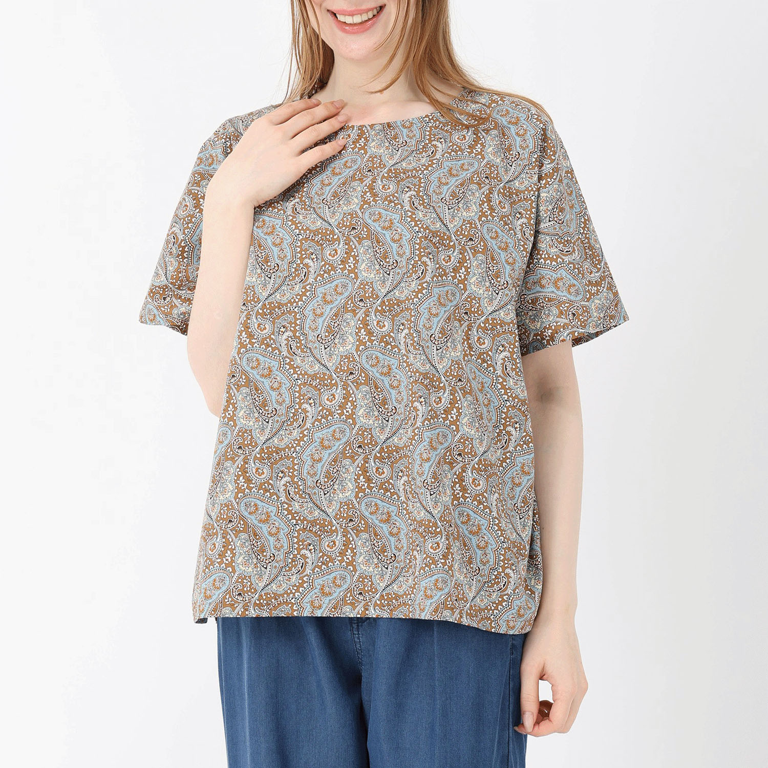 T’BIS STUDIO ペイズリー柄プリント半袖ワイドプルオーバー - 画像1