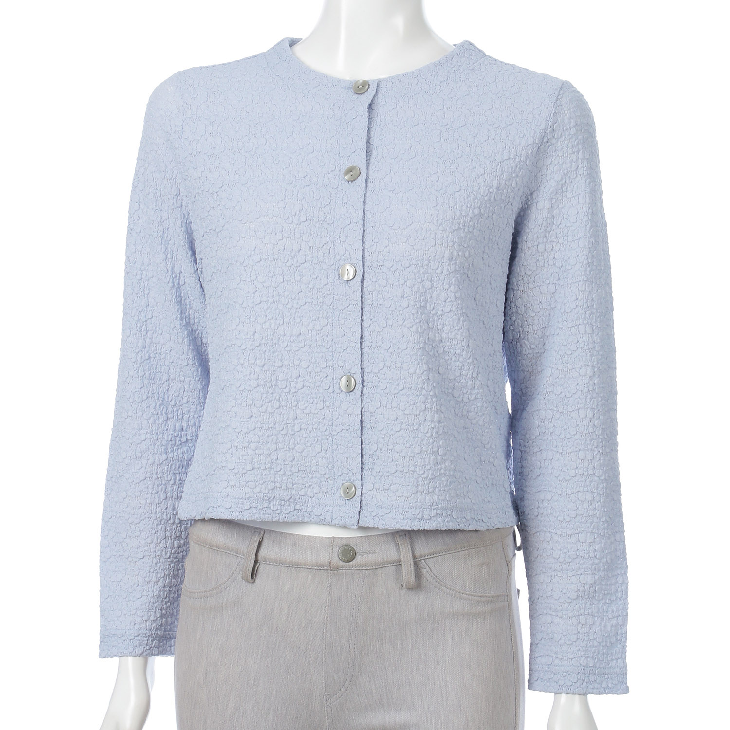 綿混レース長袖ショートカーディガン - 画像7