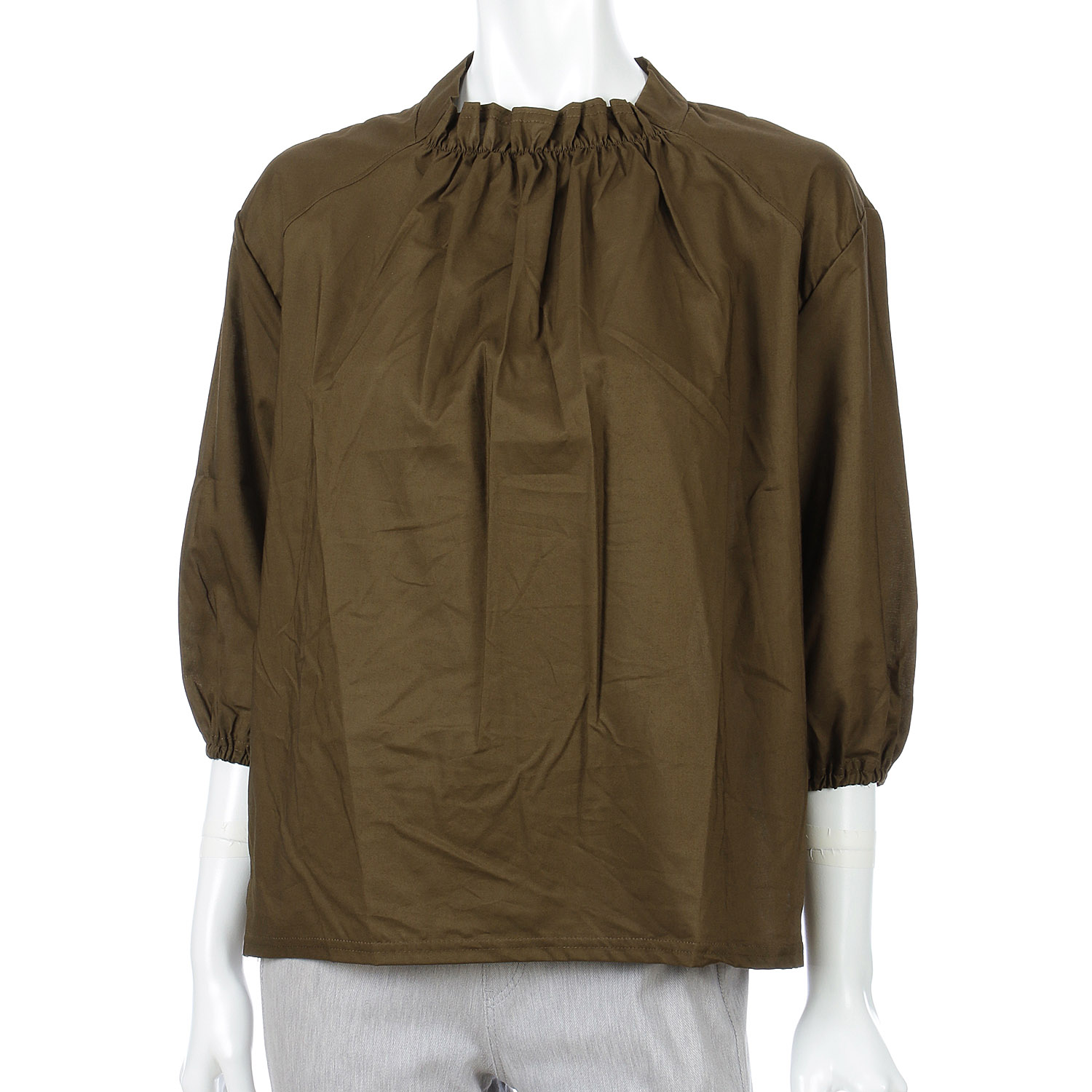 襟ゴムシャーリングブラウス