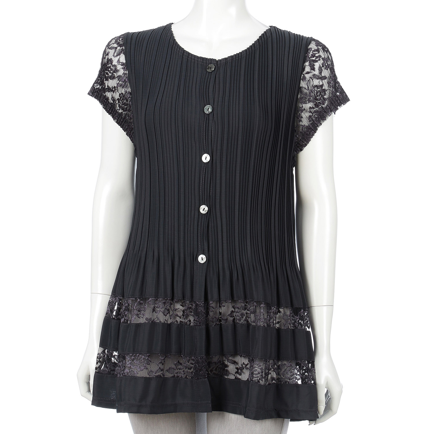 レース使いプリーツロングベスト