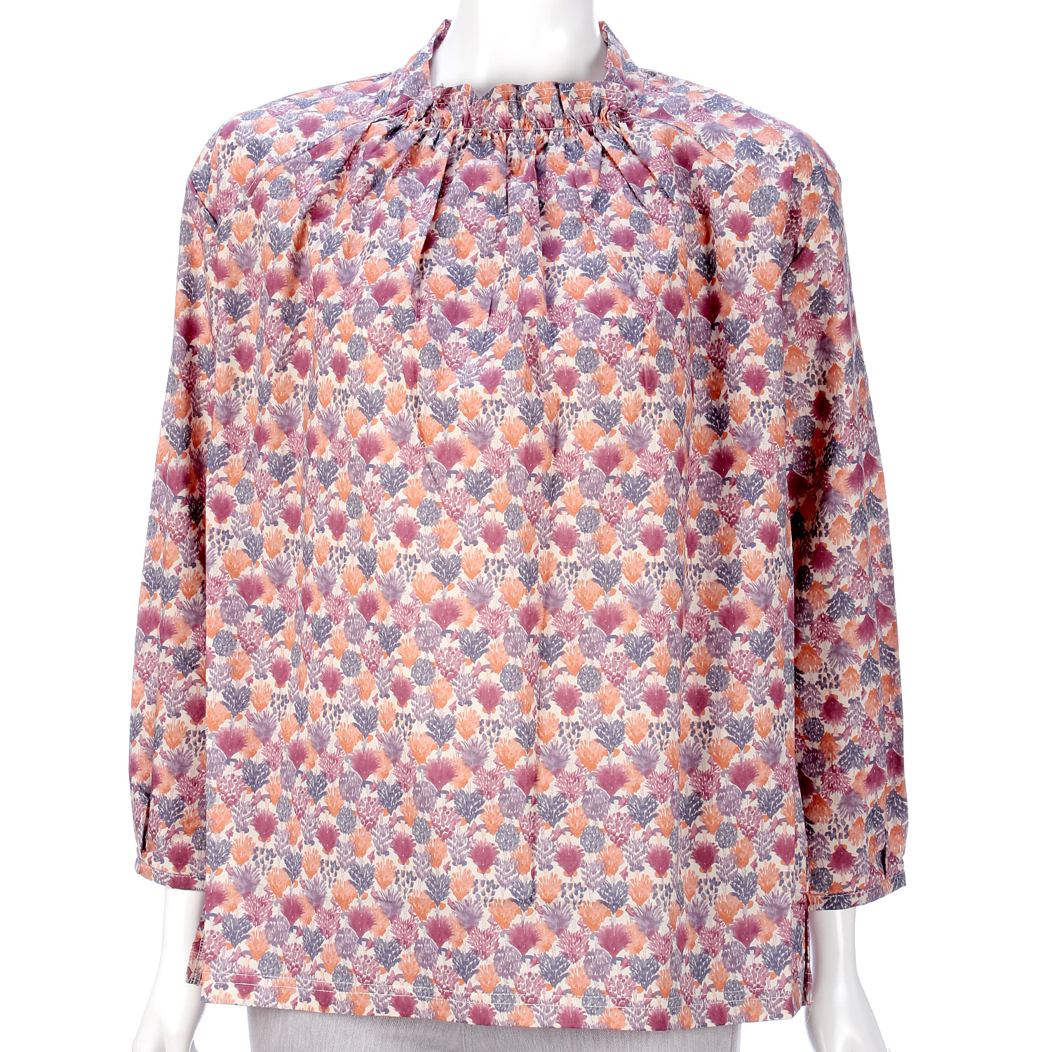 襟ギャザー袖タックチュニック - 画像4