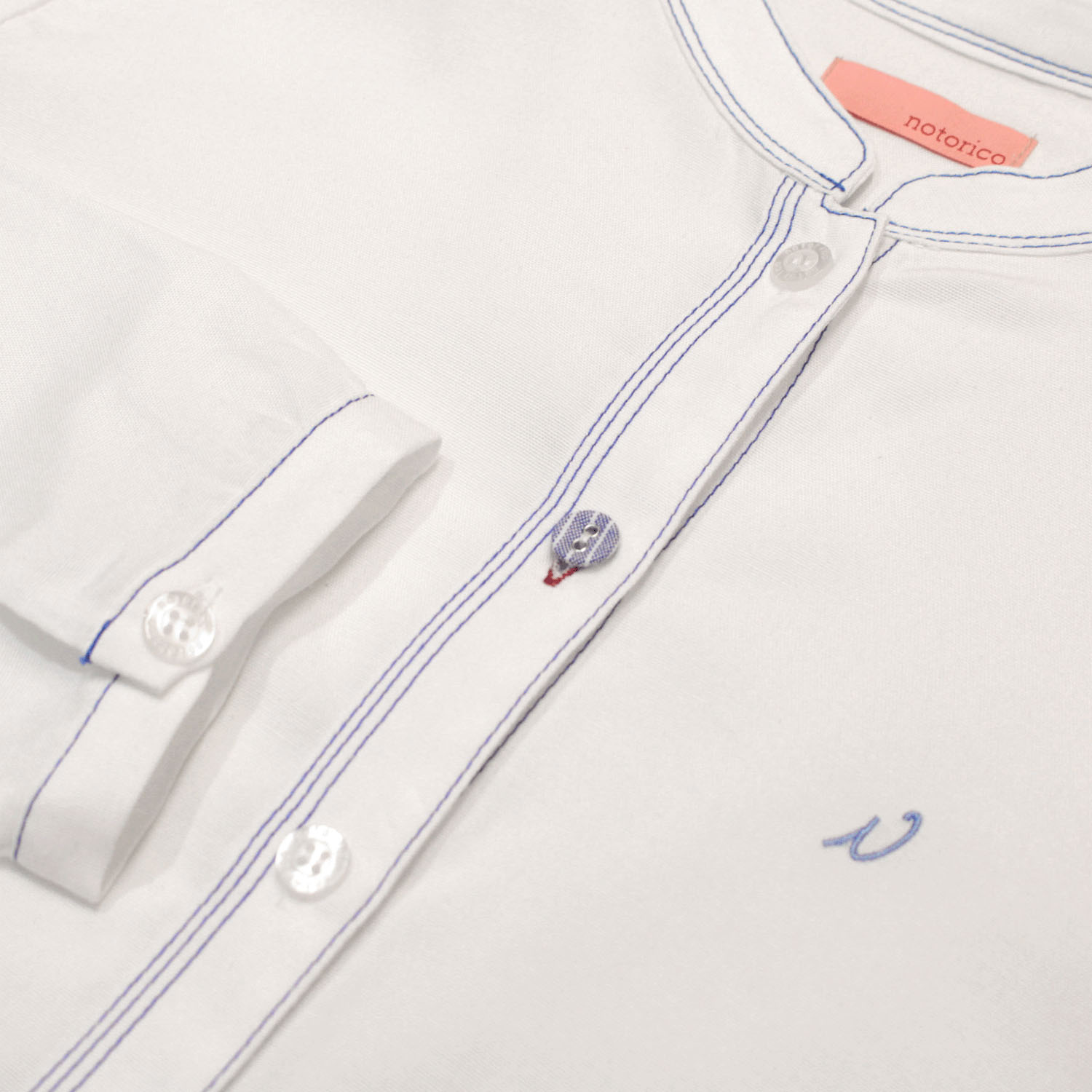 notorico アクセントステッチベーシックスタンドカラーロングシャツ - 画像8