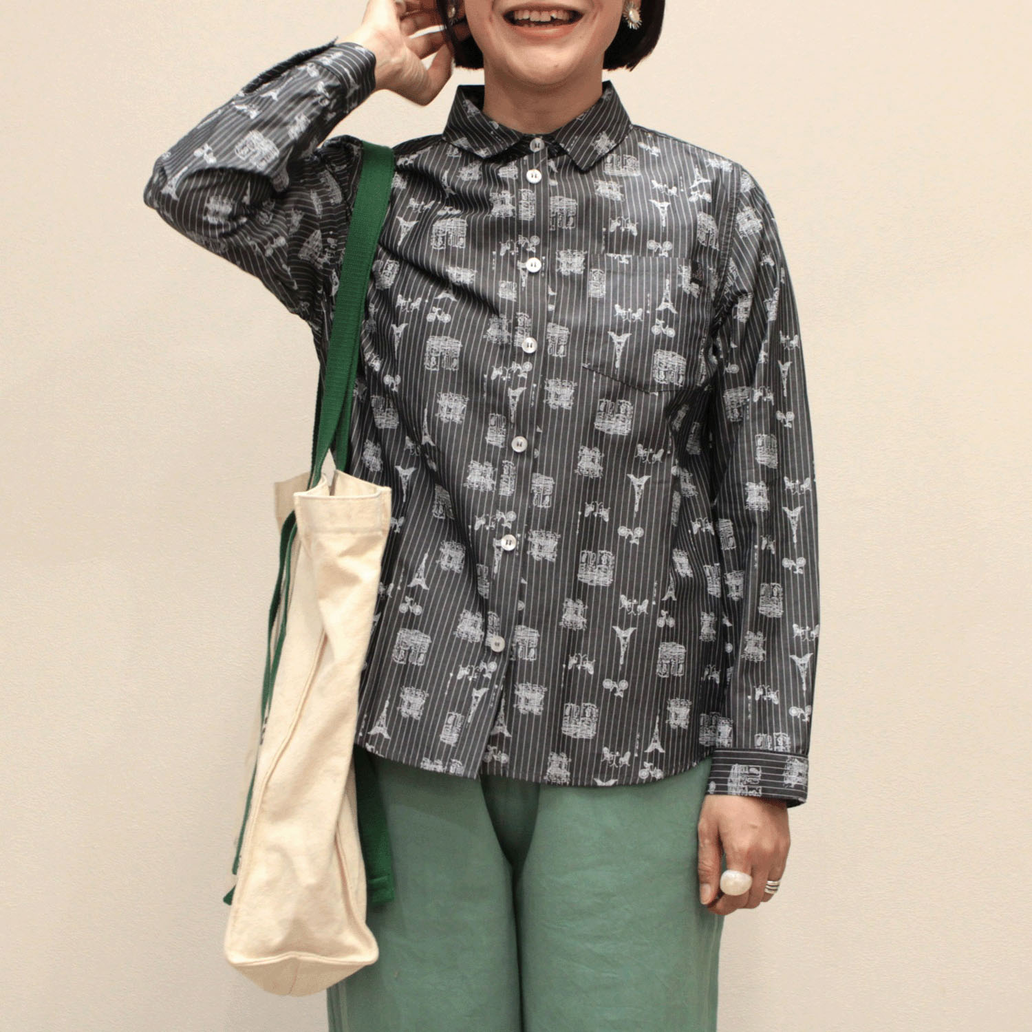 notorico フランス柄ストライプブラウス - 画像1