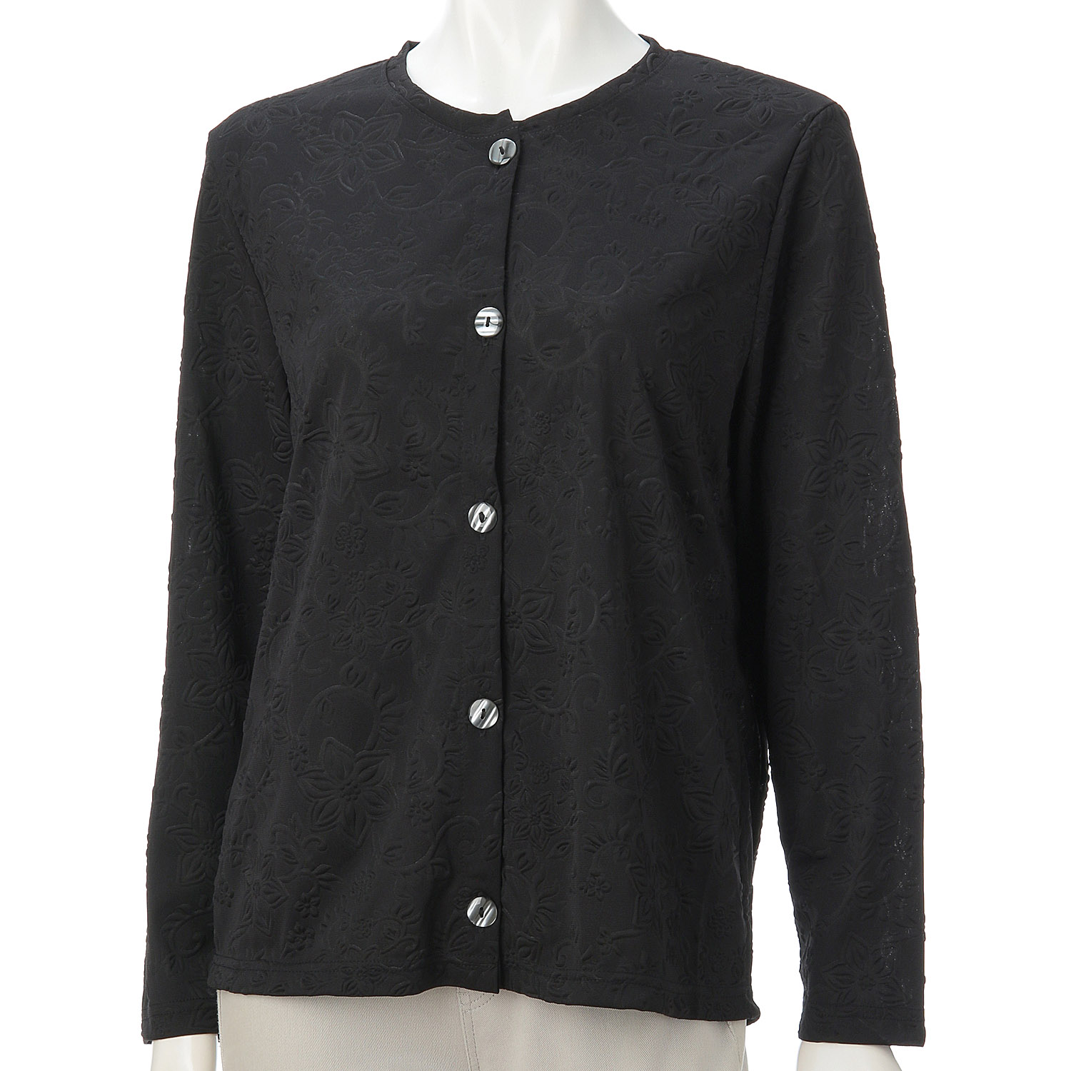 エンボス花柄カーディガン - 画像2