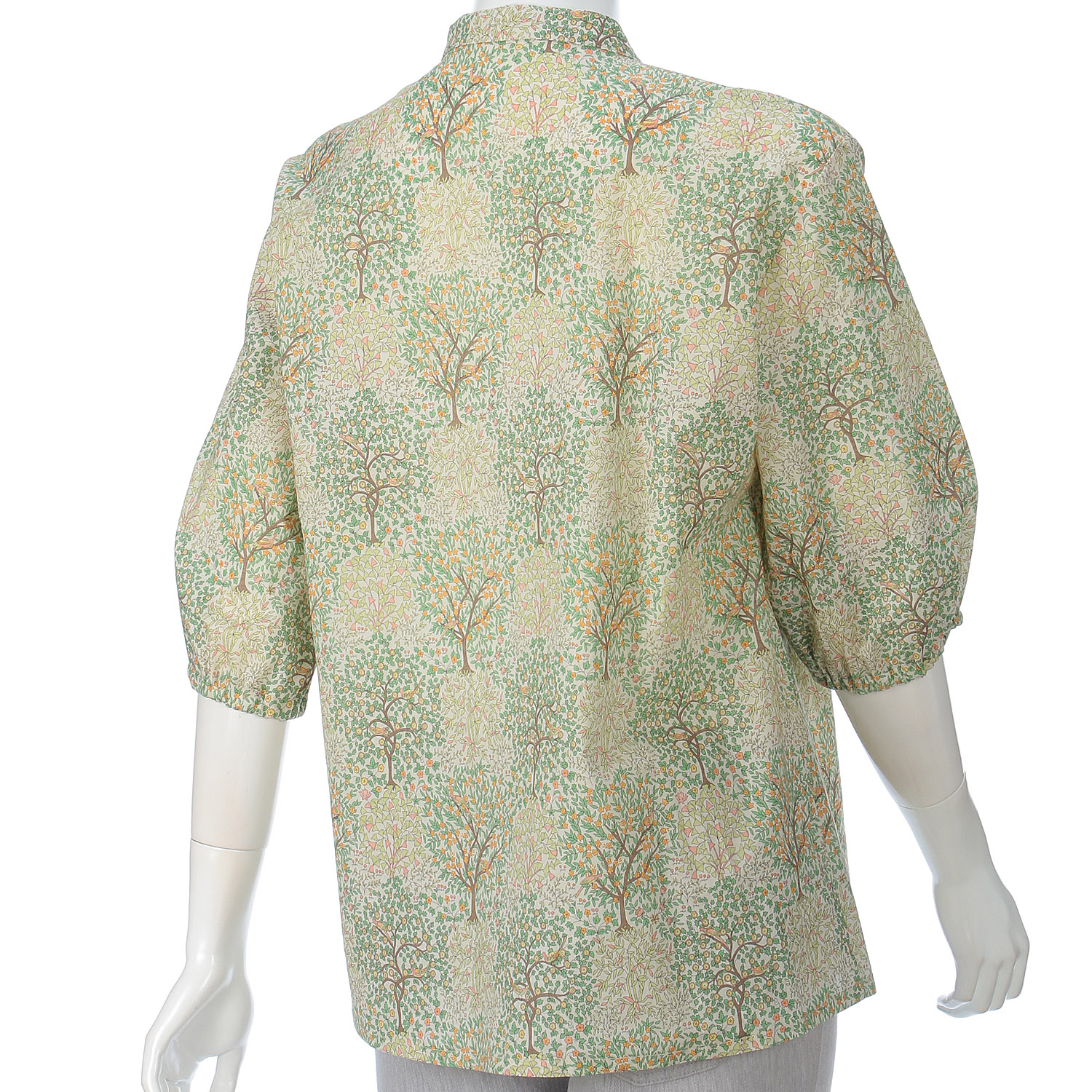 リバティプリントツリー＆バードマオカラーピンタックチュニック - 画像3