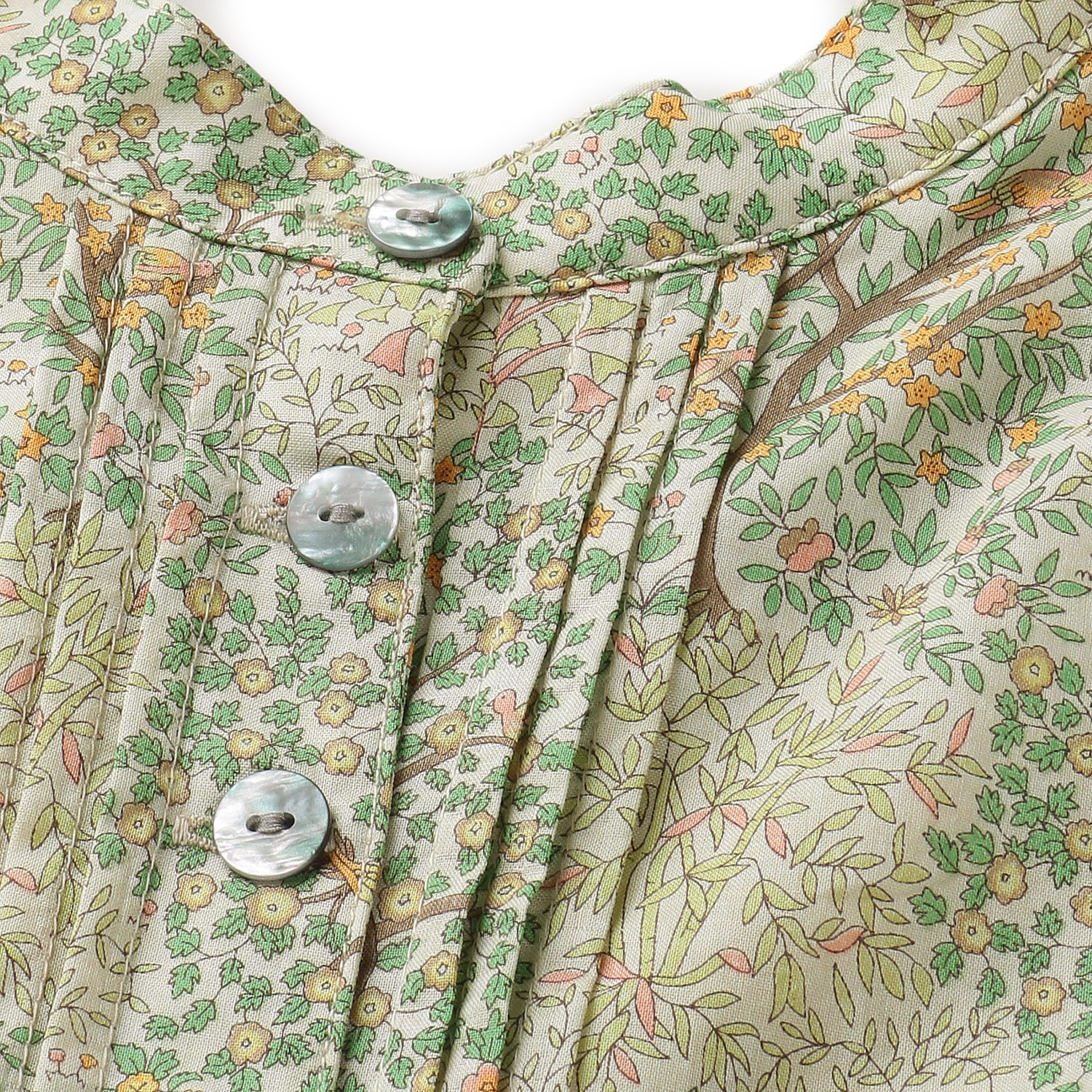 リバティプリントツリー＆バードマオカラーピンタックチュニック - 画像4