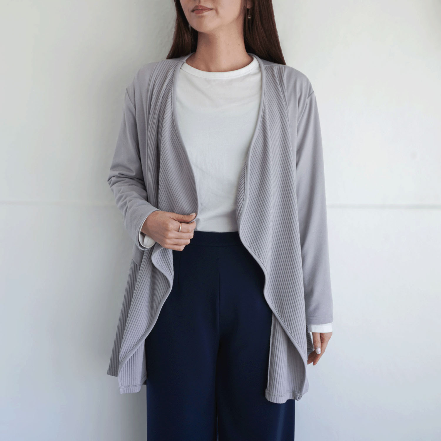 リブ使いカーディガン