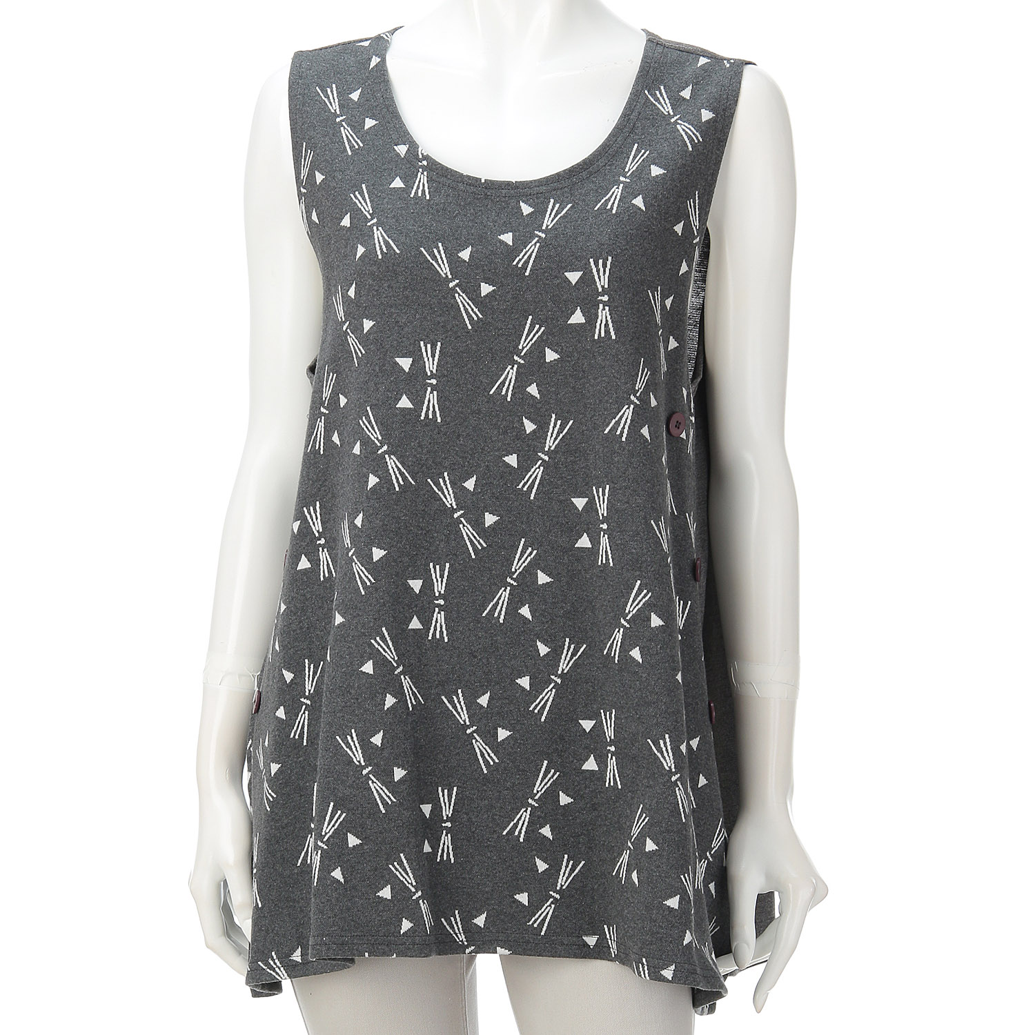 ネコ柄プリントロングベスト - 画像1