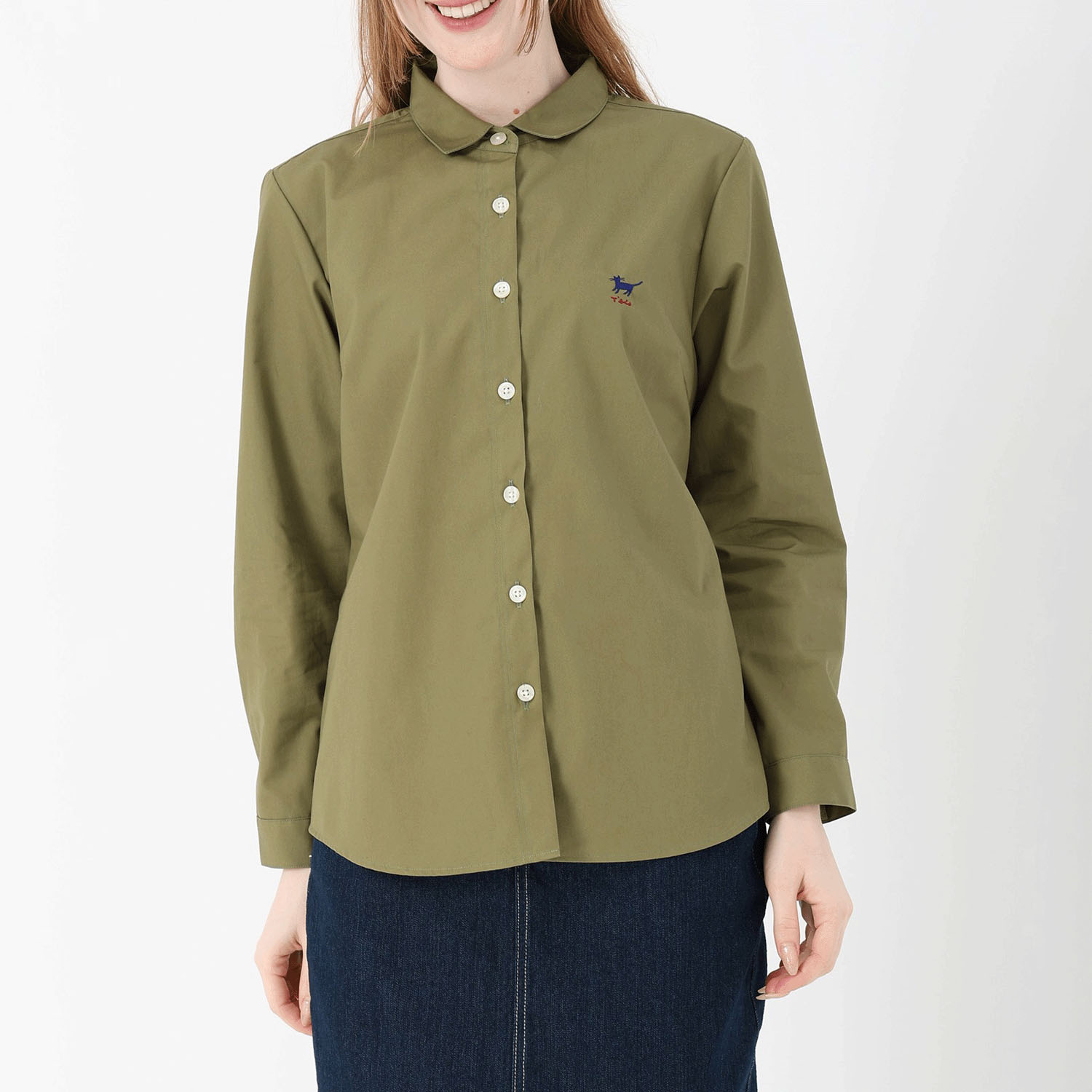 T’BIS STUDIO ウェザークロス猫刺繍シャツ - 画像9