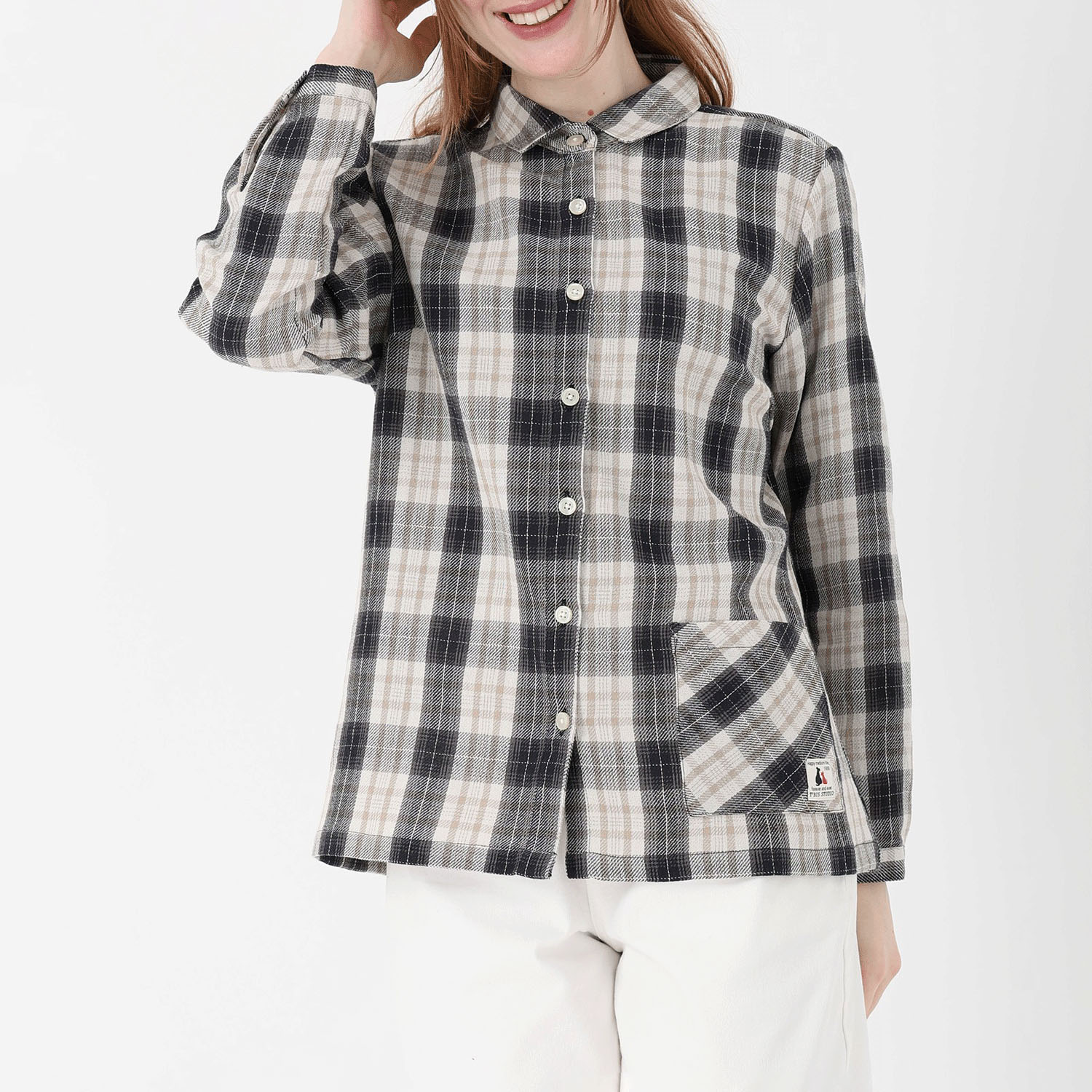 T’BIS STUDIO 長袖チェックポケット付きシャツ - 画像1