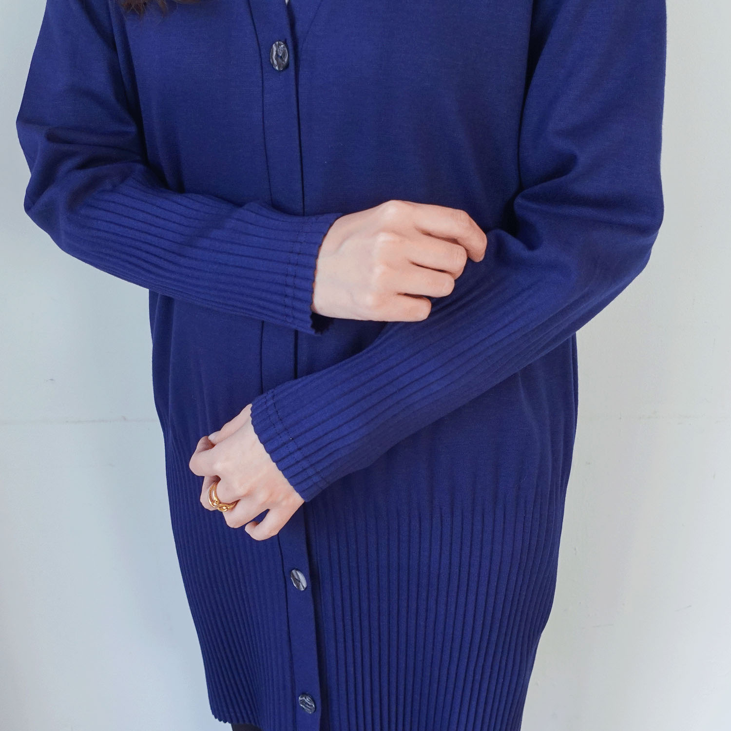 裾プリーツロングカーディガン - 画像3