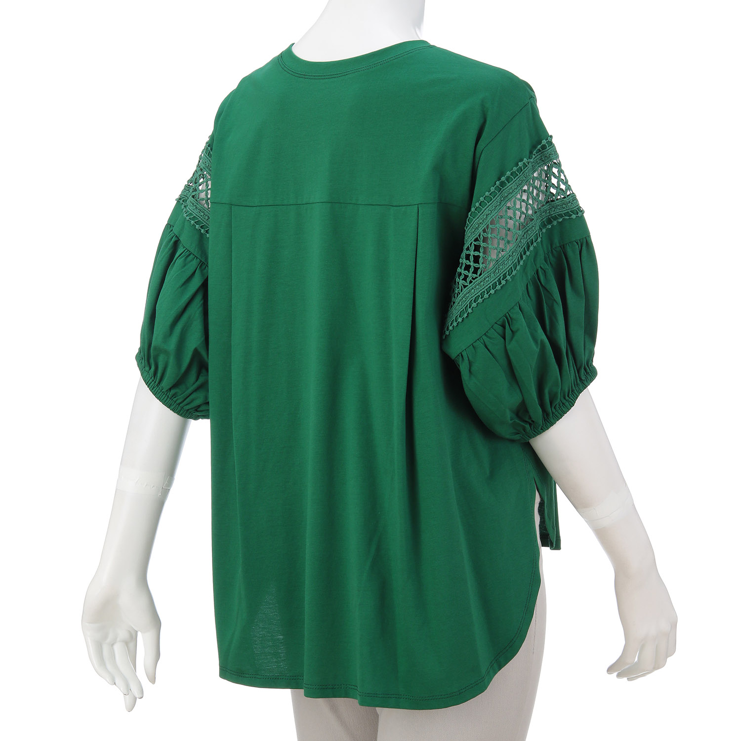 シルケット綿袖レース切替えプルオーバー - 画像13