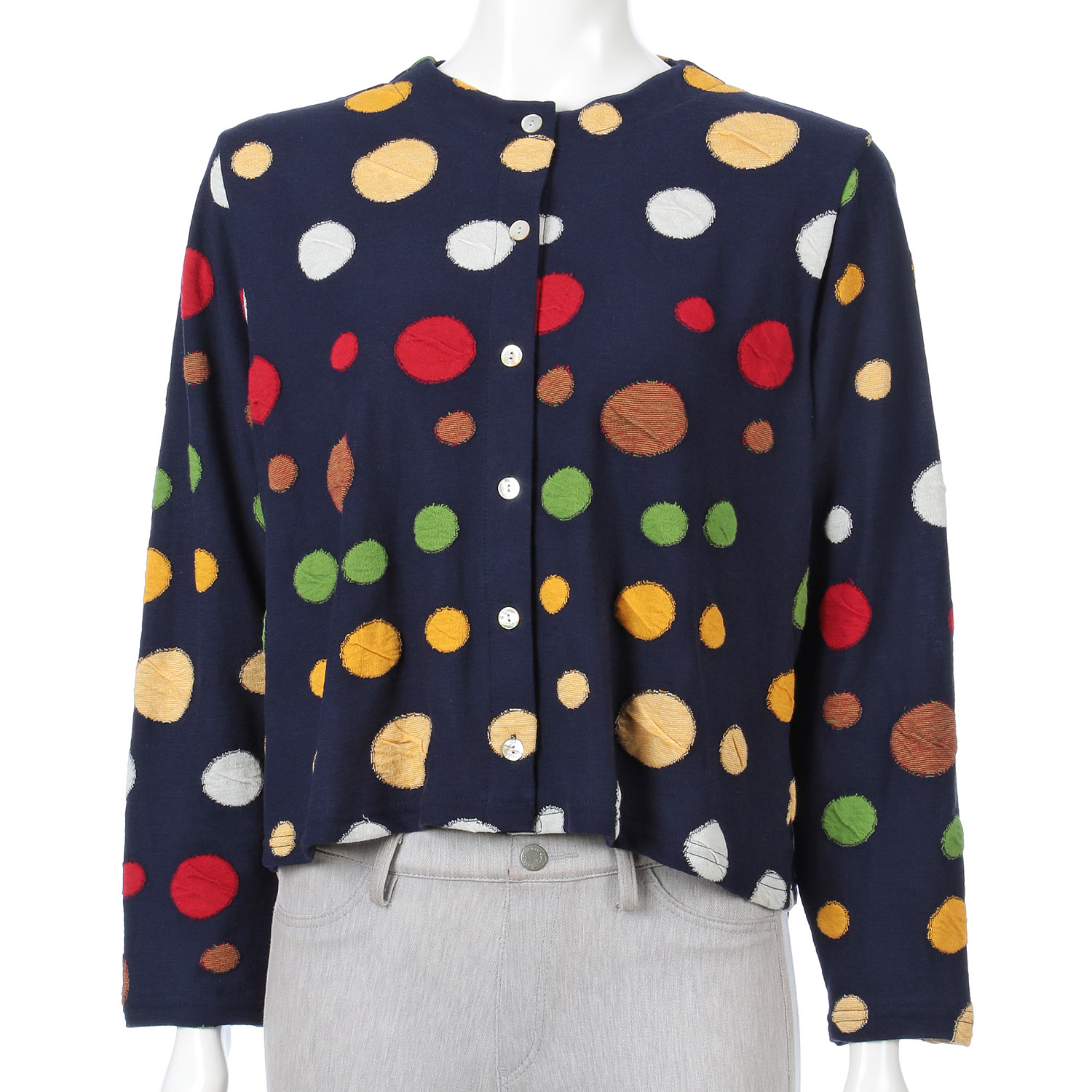 LaLa que sera マルチカラードットジャガードカーディガン - 画像8