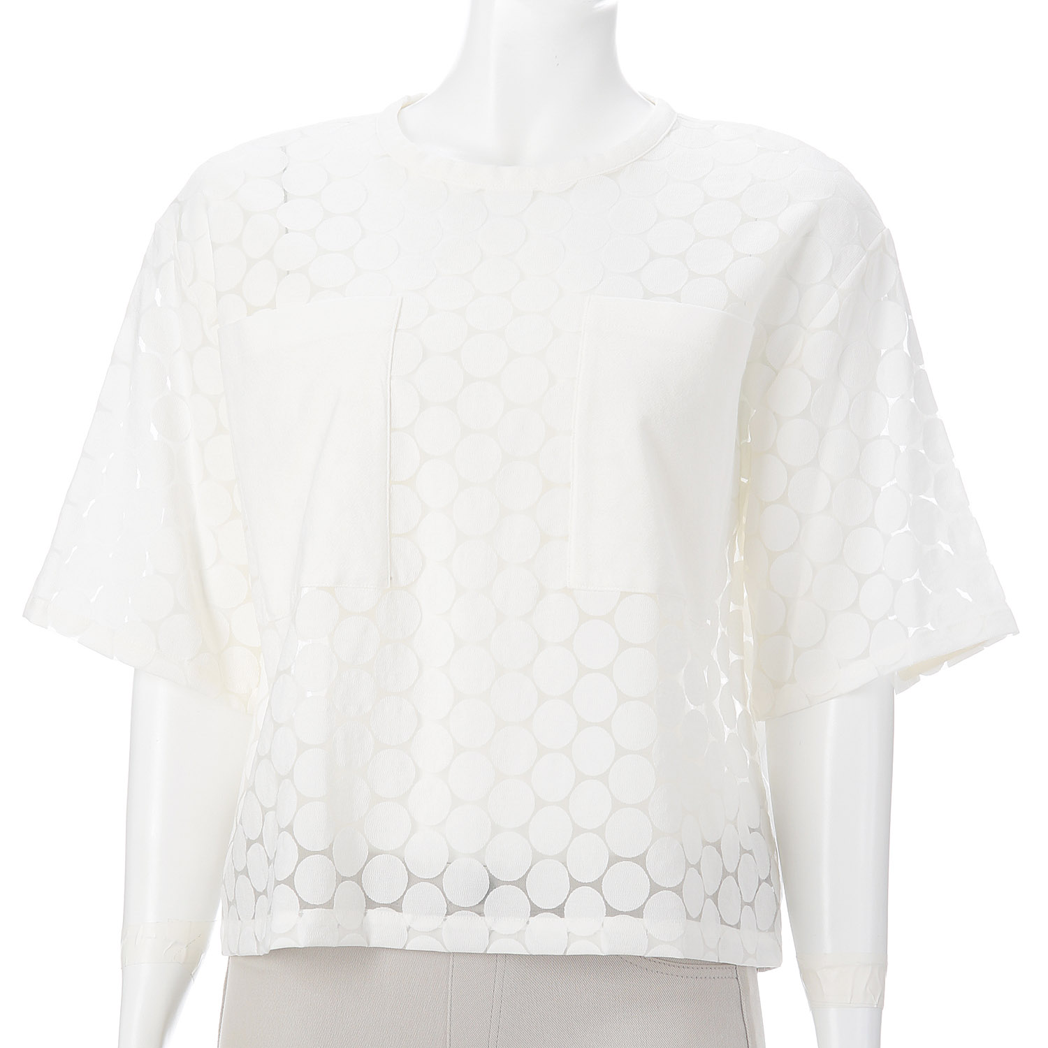 GIPSY BLUE オーガンジードットクロスポケット付ティーブラウス - 画像15