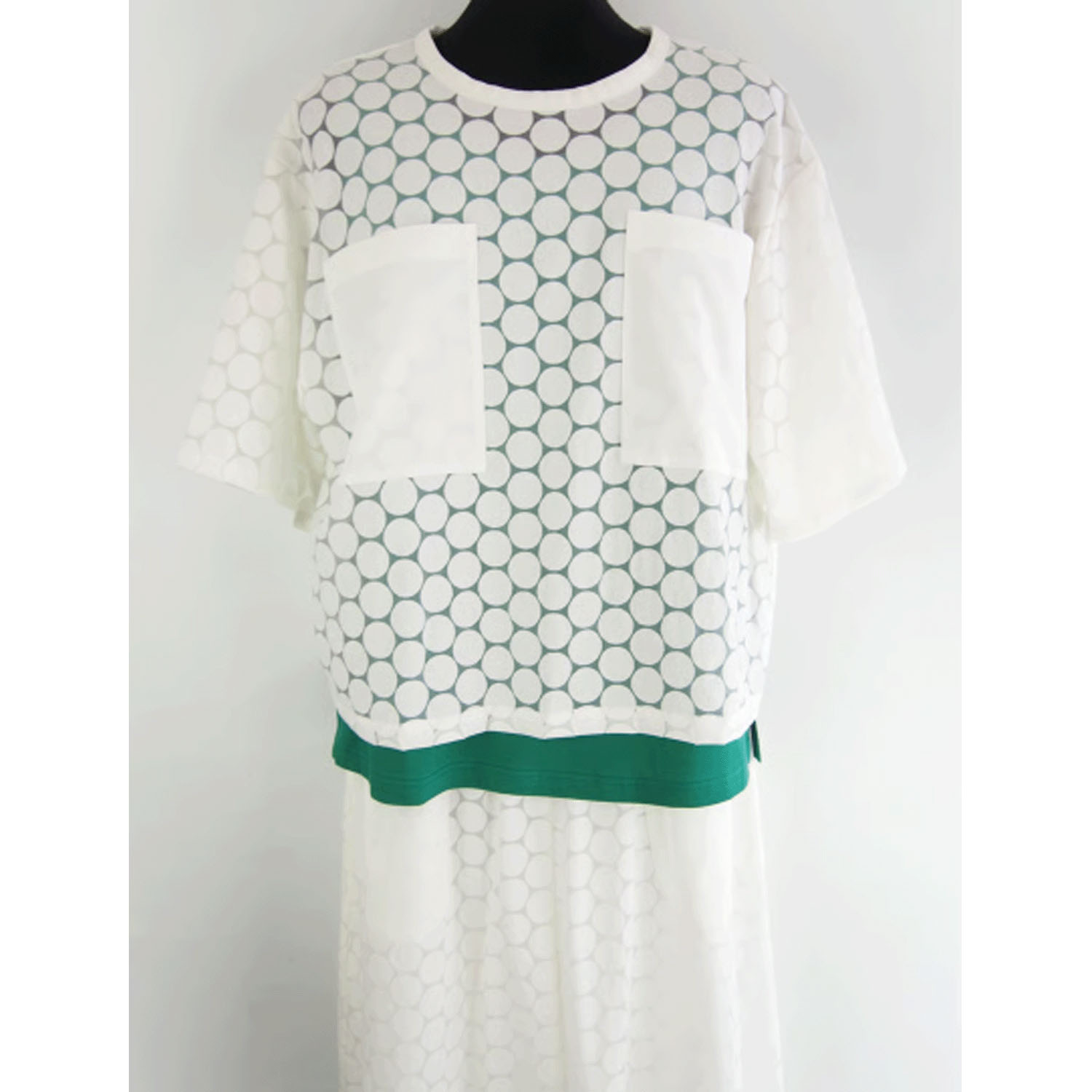 GIPSY BLUE オーガンジードットクロスポケット付ティーブラウス - 画像4