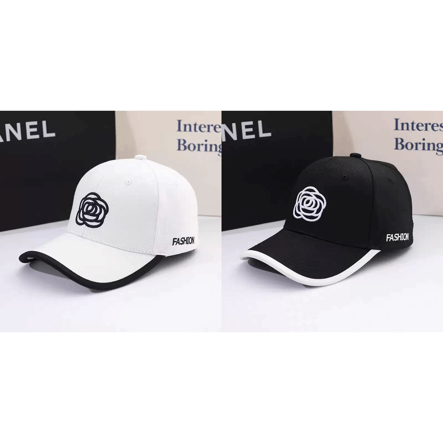 カメリア刺繍キャップ