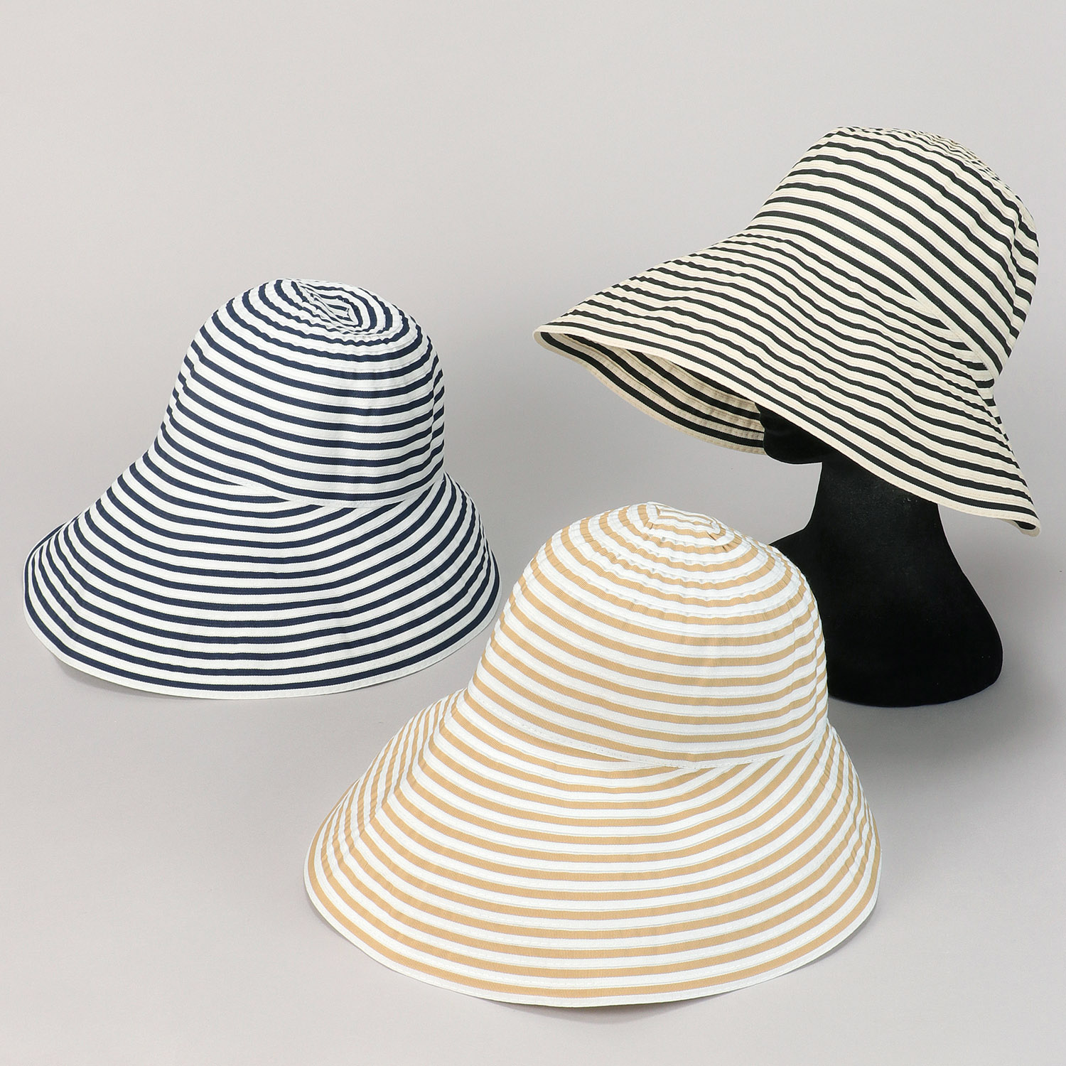 つば広ストライプエメリーハット