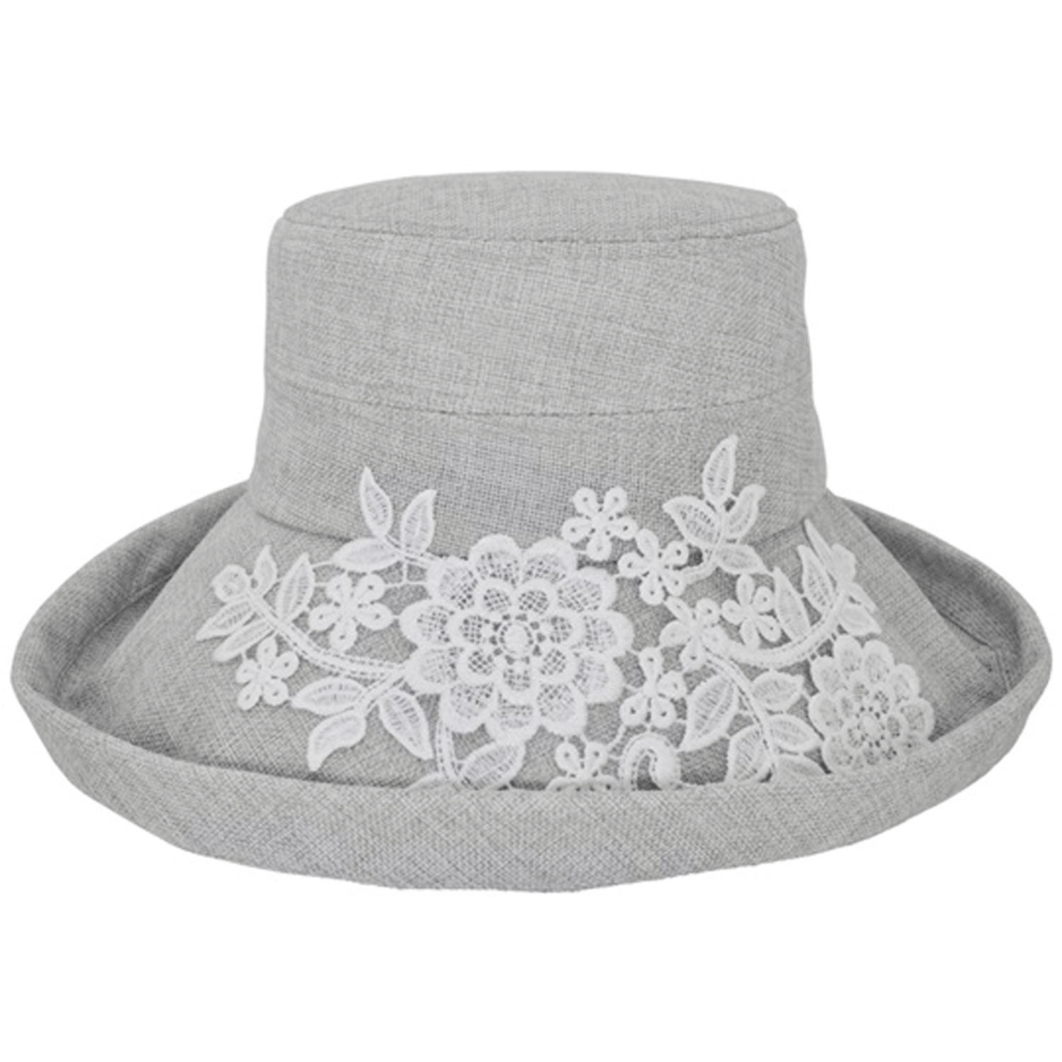 雑材風レースエッジアップハット - 画像1