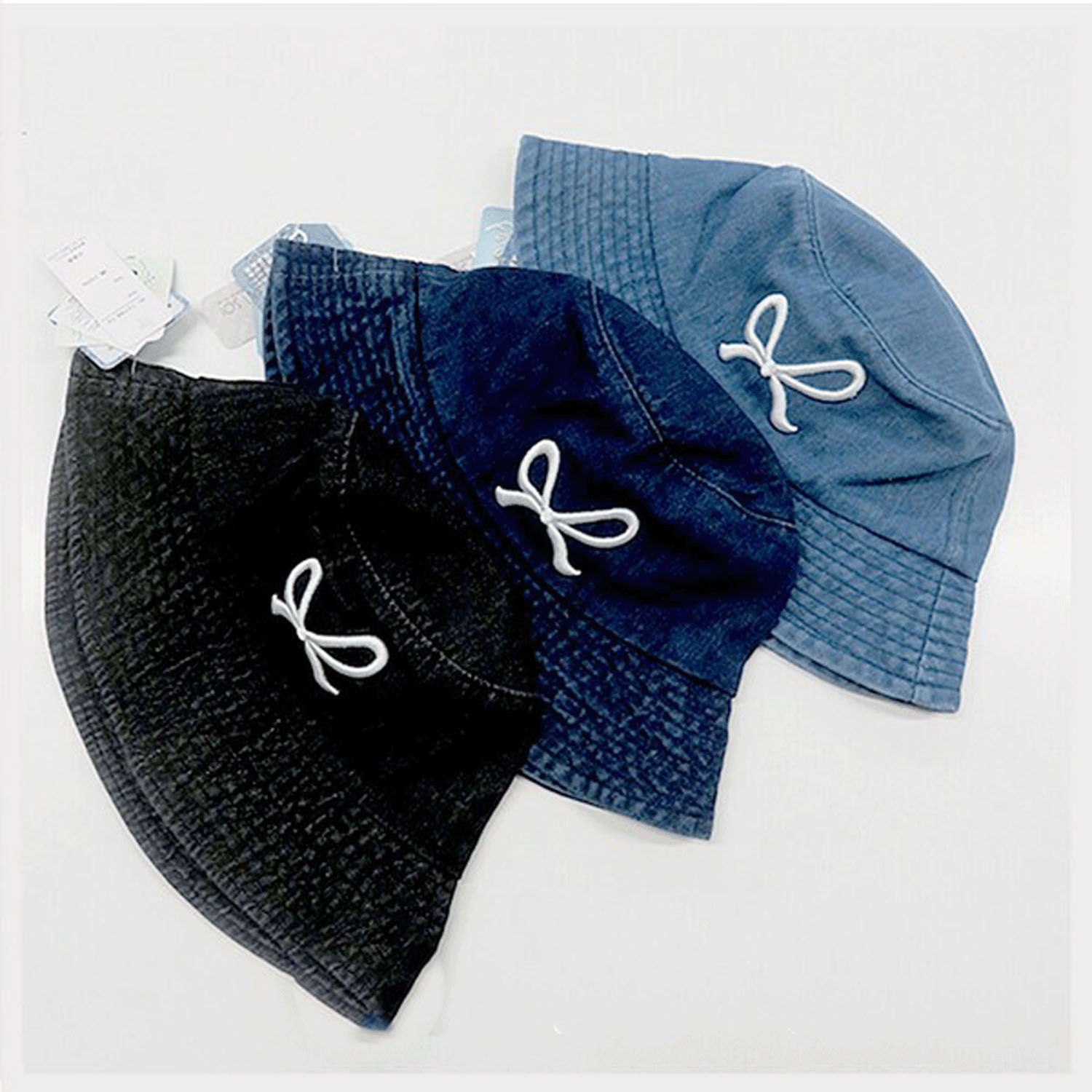 デニムバケット リボン柄