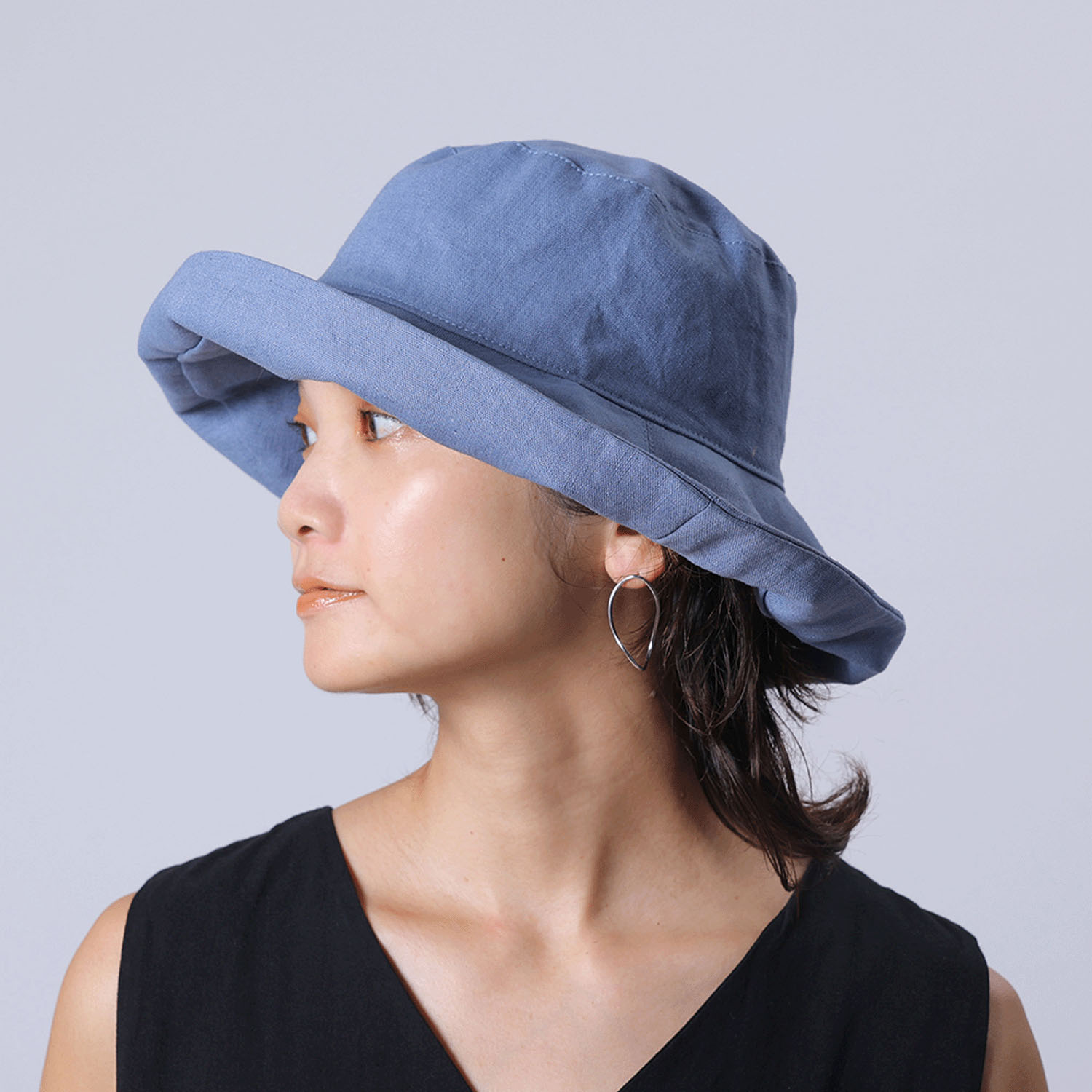 折りたためて洗える リネン ストールハット