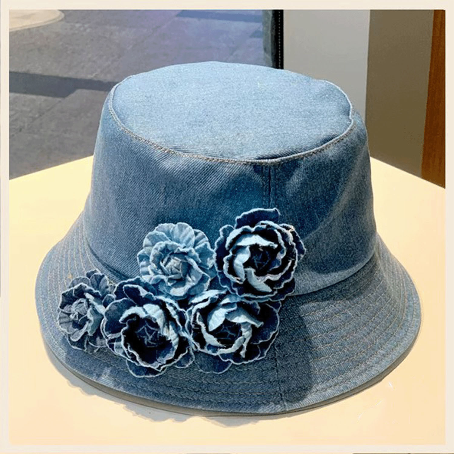デニム花付きバケット - 画像4