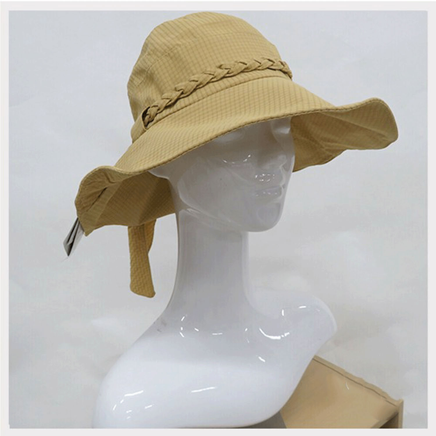 【ディープブルー終了】三つ編みつば広ハット - 画像1