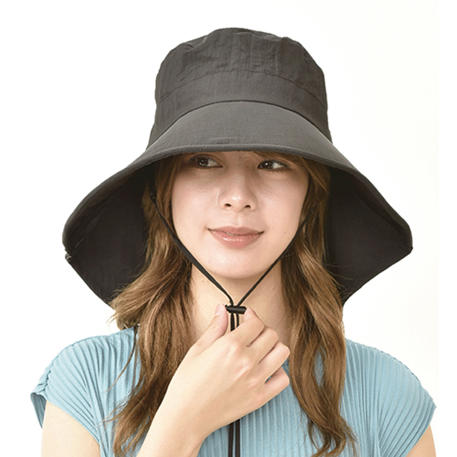 風で飛ばない ツバ広女優帽