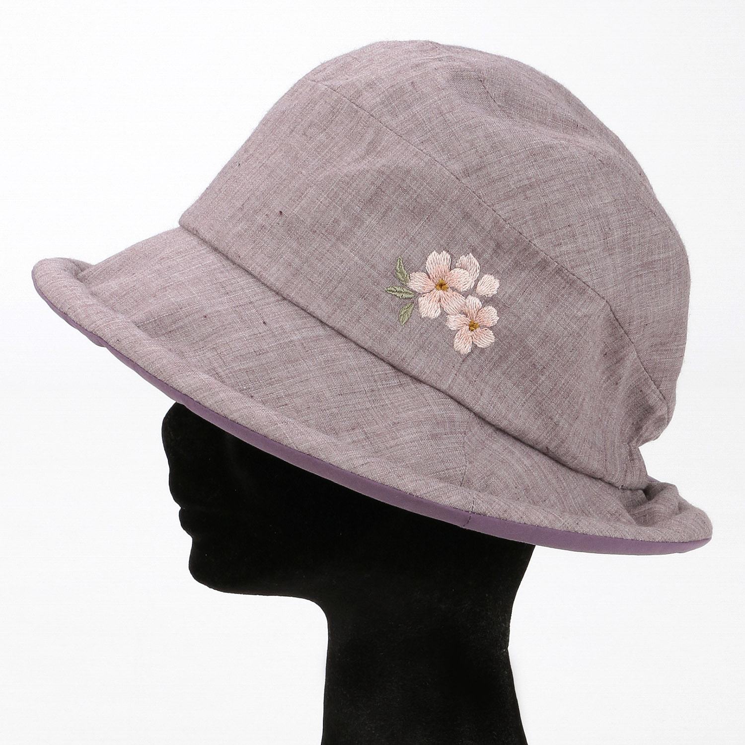 宇野千代 シャンブレーガーゼ膨れつばエミリーダウンハット - 画像3