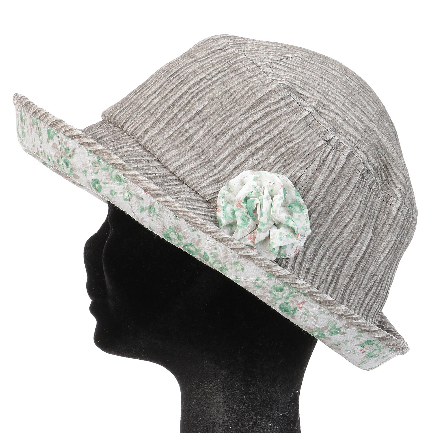 ローズプリントエッジアップハット