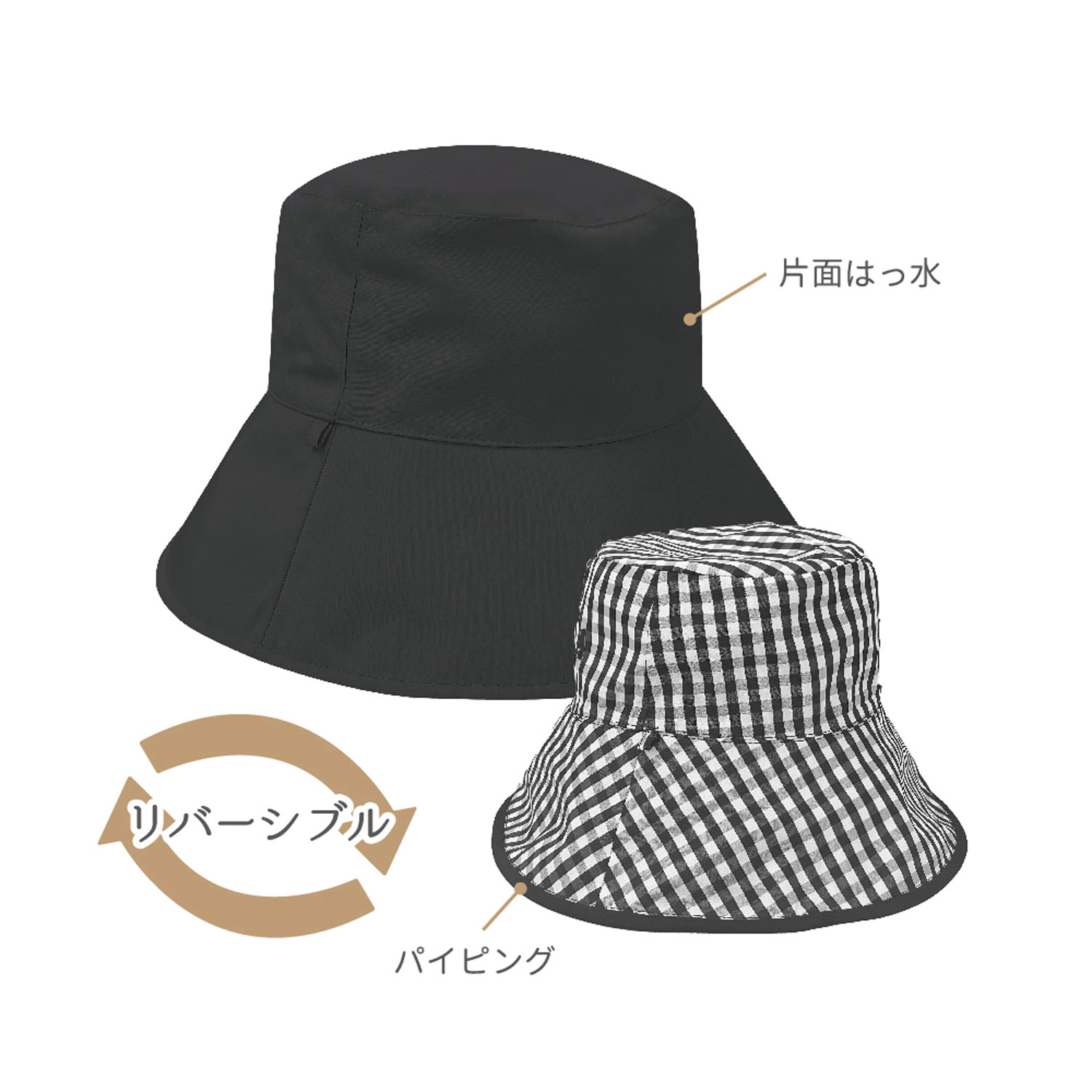 pink trick 完全遮光撥水リバーシブルハット - 画像8