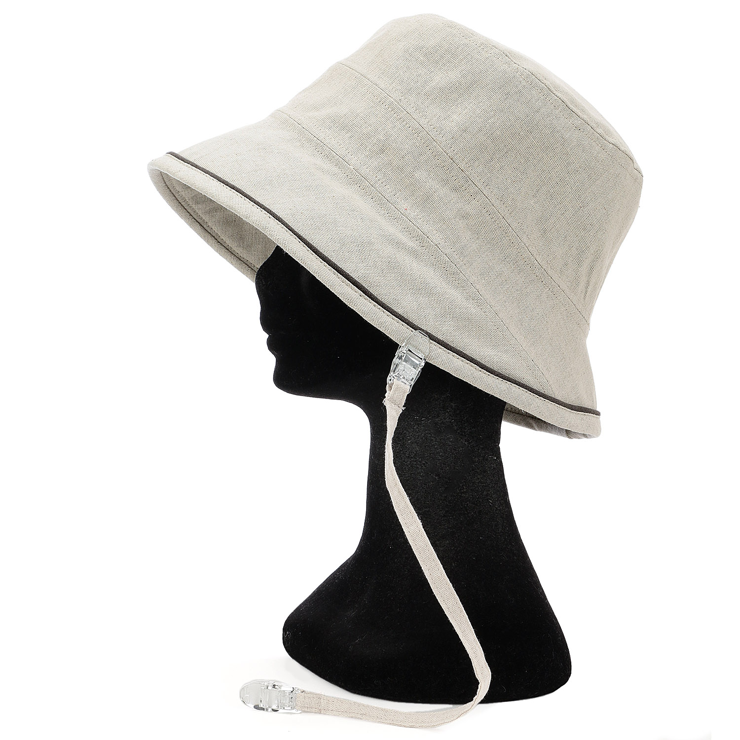 ハットクリップ付き麻混切替ハット - 画像3