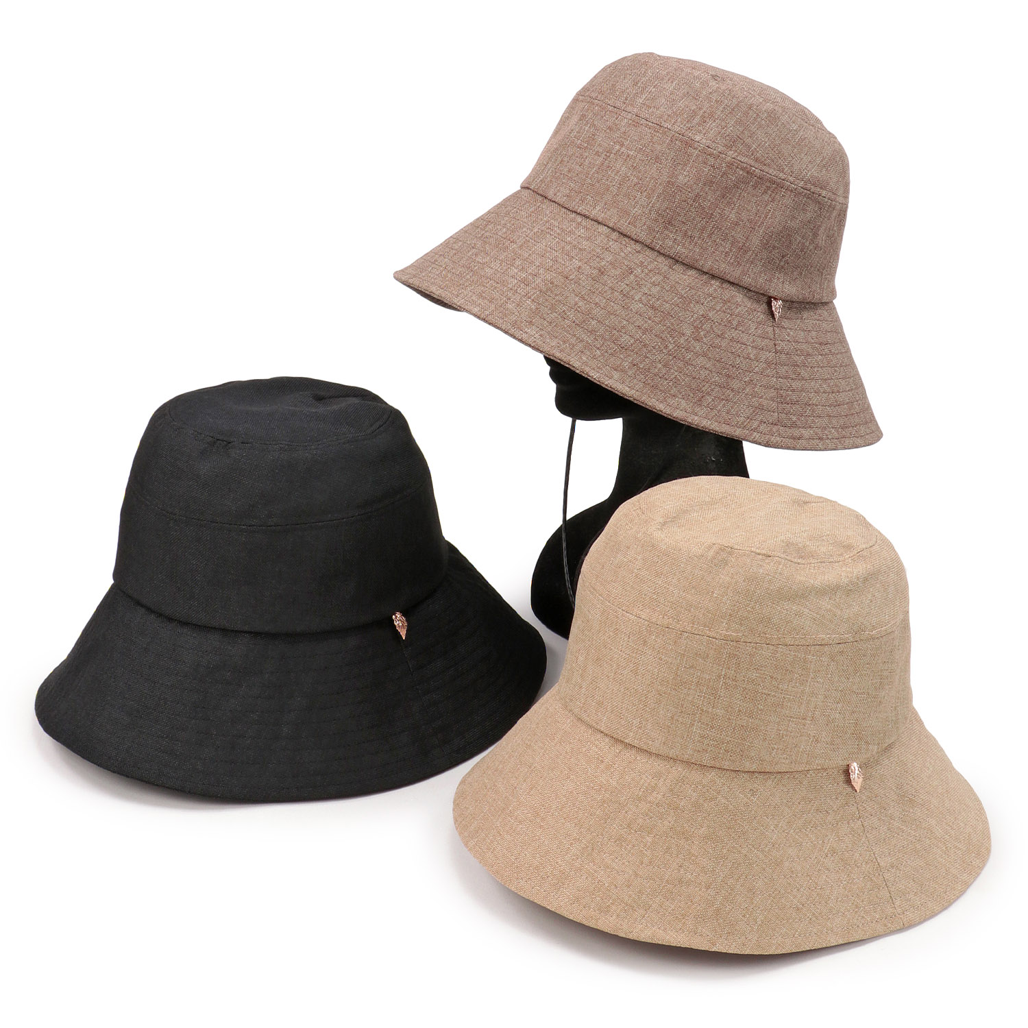 リネンライクつば広ハット - 画像1