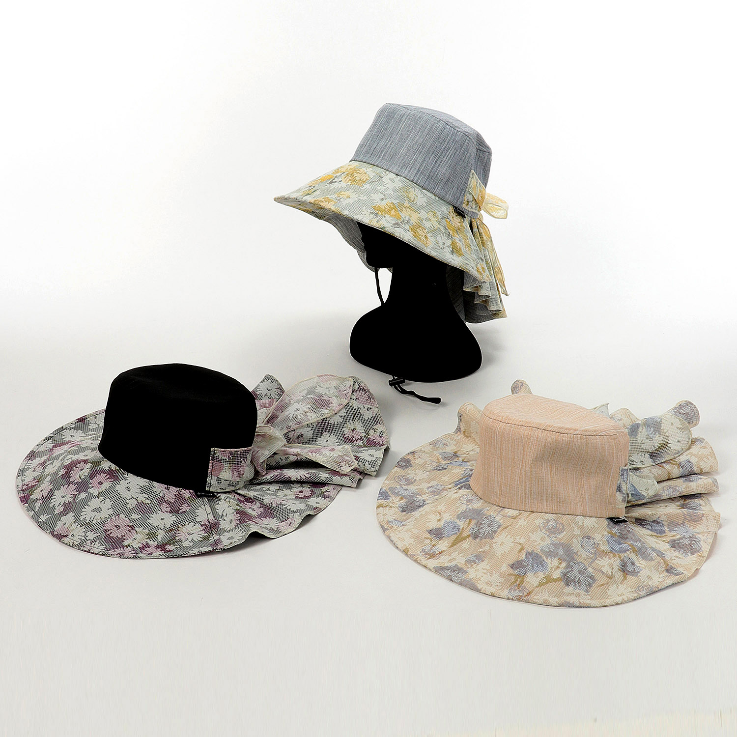 花柄シェードハット