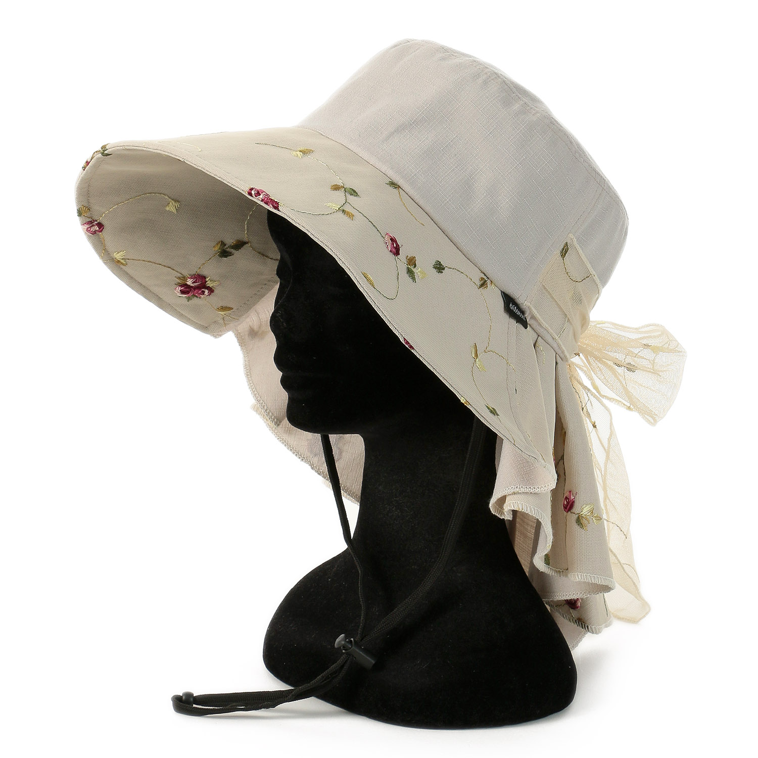 ローズ刺繍シェードハット