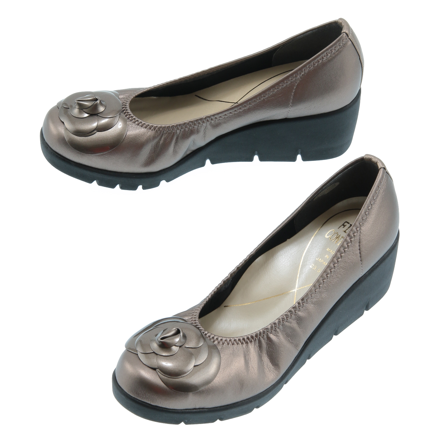 厚底フラワーモチーフパンプス - 画像3