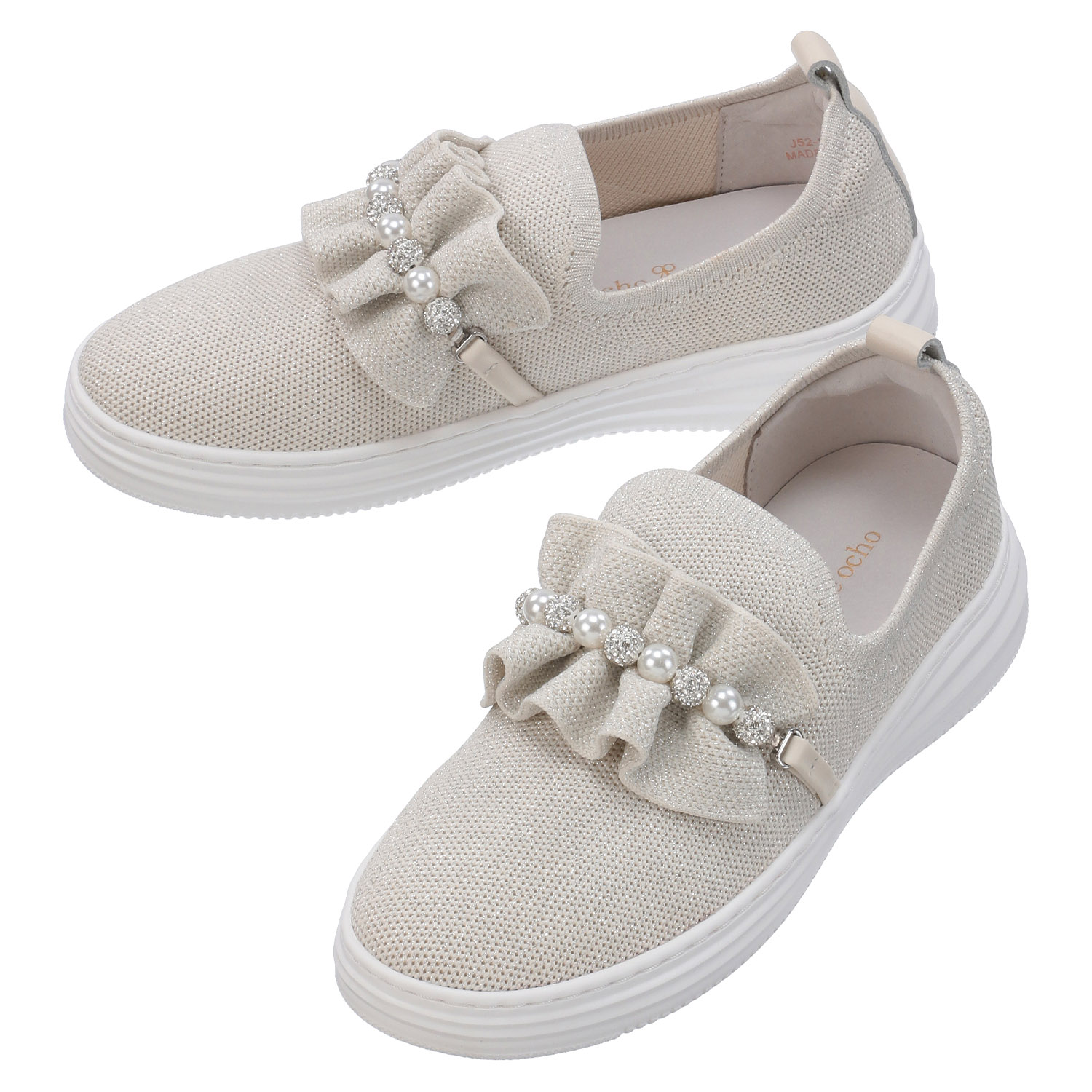 【2026SS オフホワイト新色追加】 de ocho A de ocho パールフリルシューズ52－J52－28